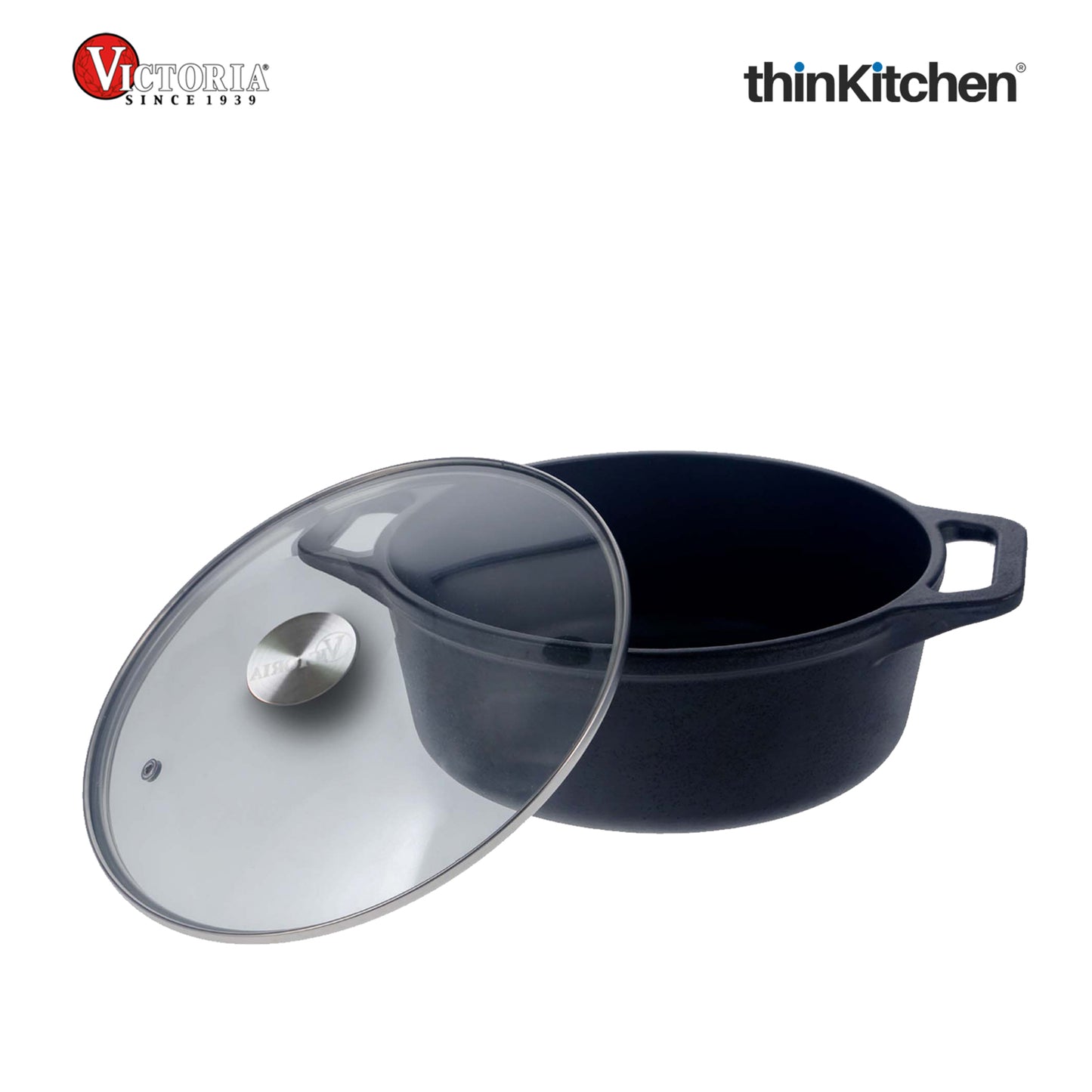 Victoria 4QT/3,8 L Ductch Oven with Glass Lid Pre-Seasoned