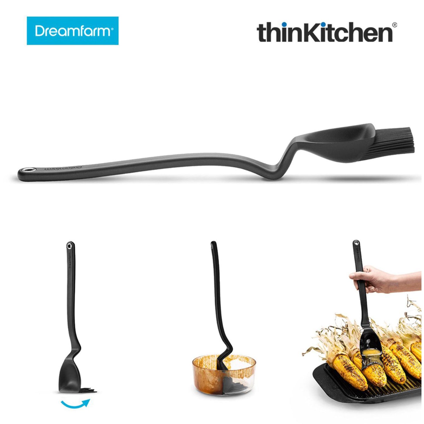 Dreamfarm Bbq Brizzle Sauce Scooping Silicone Bbq Basting Brush Black