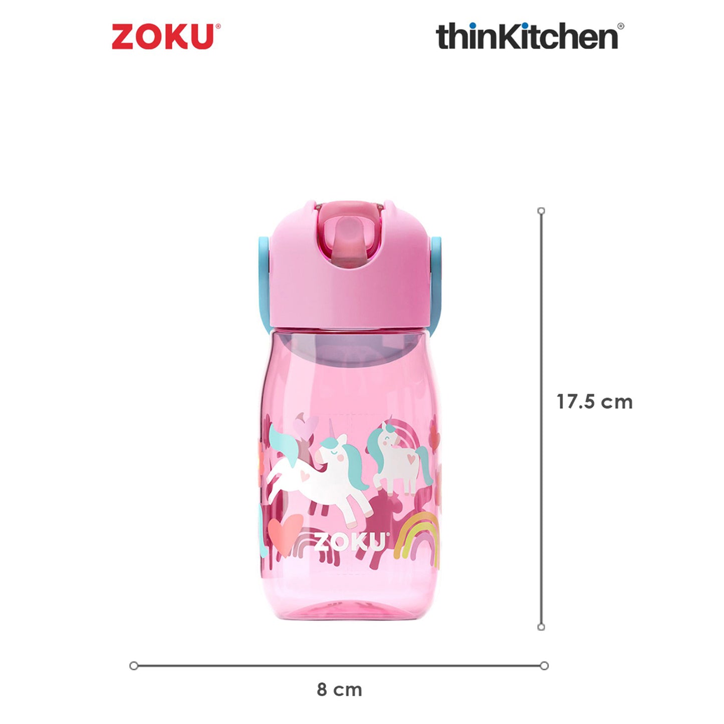 Zoku Pink Unicorn Flip Straw Bottle