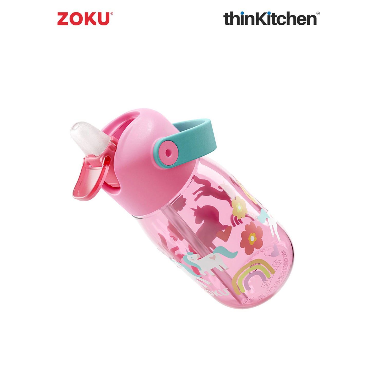 Zoku Pink Unicorn Flip Straw Bottle