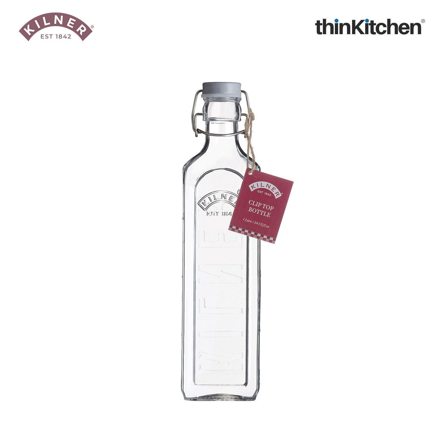 Kilner 1 Litre Clip Top Glass Bottle – Airtight Glass Bottle for Homemade Drinks, Oils & Cordials – BPA-Free, Dishwasher Safe, Sustainable & Stylish Storage - 3