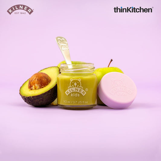 Kilner Premium 6 Pcs x 110ml Airtight Mini Kids Glass Jars with Lids for Baby Food, Jam, Jelly, Dry Food Storage