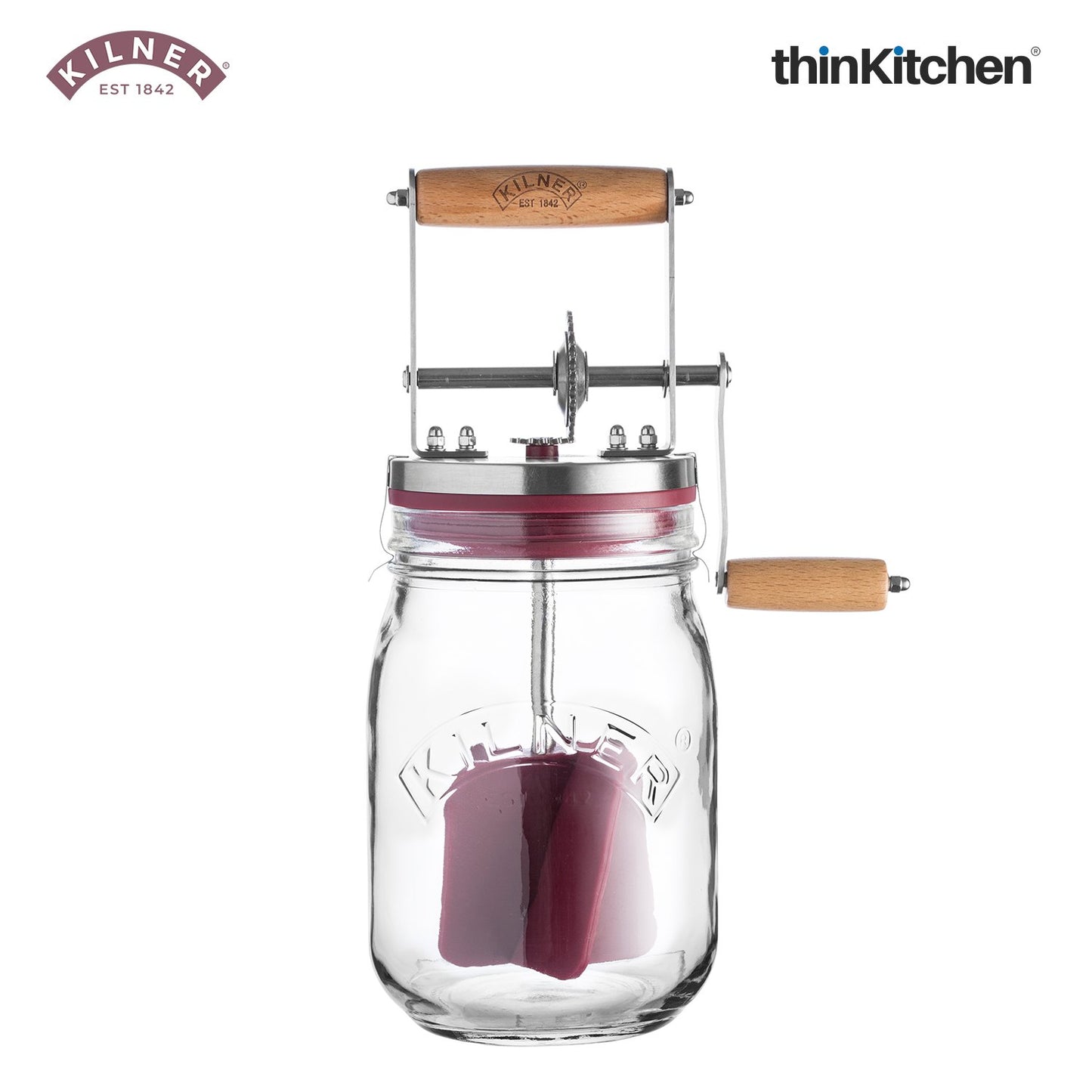 Kilner Butter Churner – Vintage Manual Butter Maker for Fresh Homemade Butter | Classic Glass Design with Churning Handle
