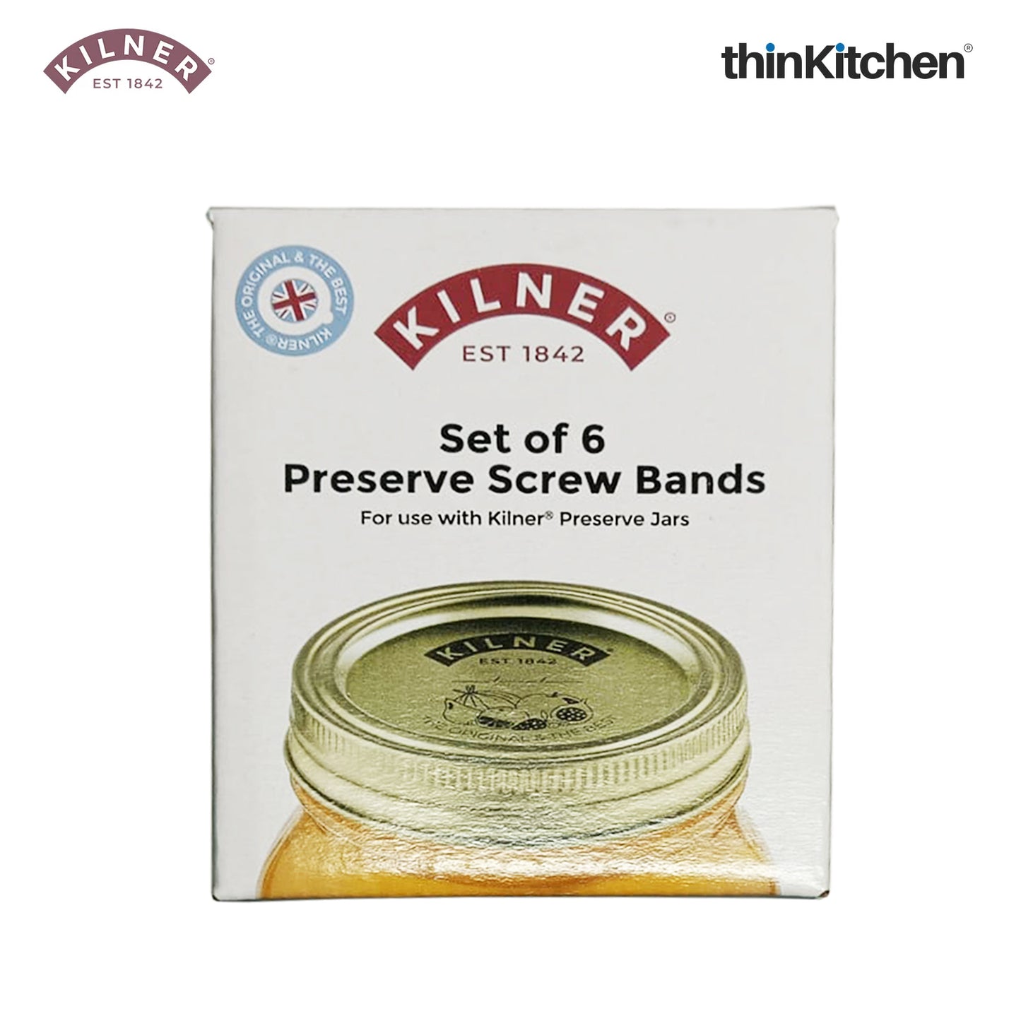 Kilner Premium 6 Pcs Replacement Metal Screw Bands - 7.2 cms Each for 0.25 L, 0.5 L and 1 L Kilner Preserve Glass Jars