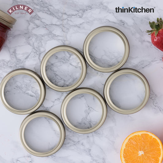 Kilner Premium 6 Pcs Replacement Metal Screw Bands - 7.2 cms Each for 0.25 L, 0.5 L and 1 L Kilner Preserve Glass Jars