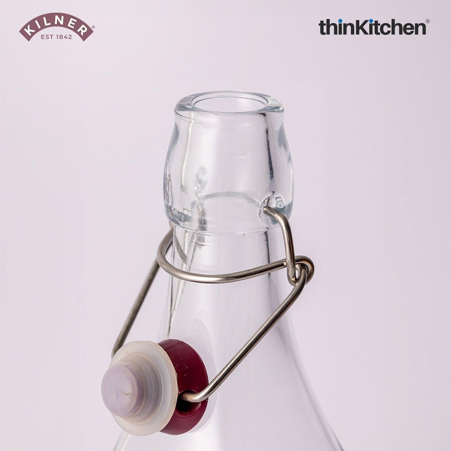 Kilner Glass Square Clip Top Water Bottle | 1 Litre Juice Preserver Bottle | Premium Square Shape 1L Glass Water Bottle with Airtight Stainless-Steel Clip & Silicone Seal