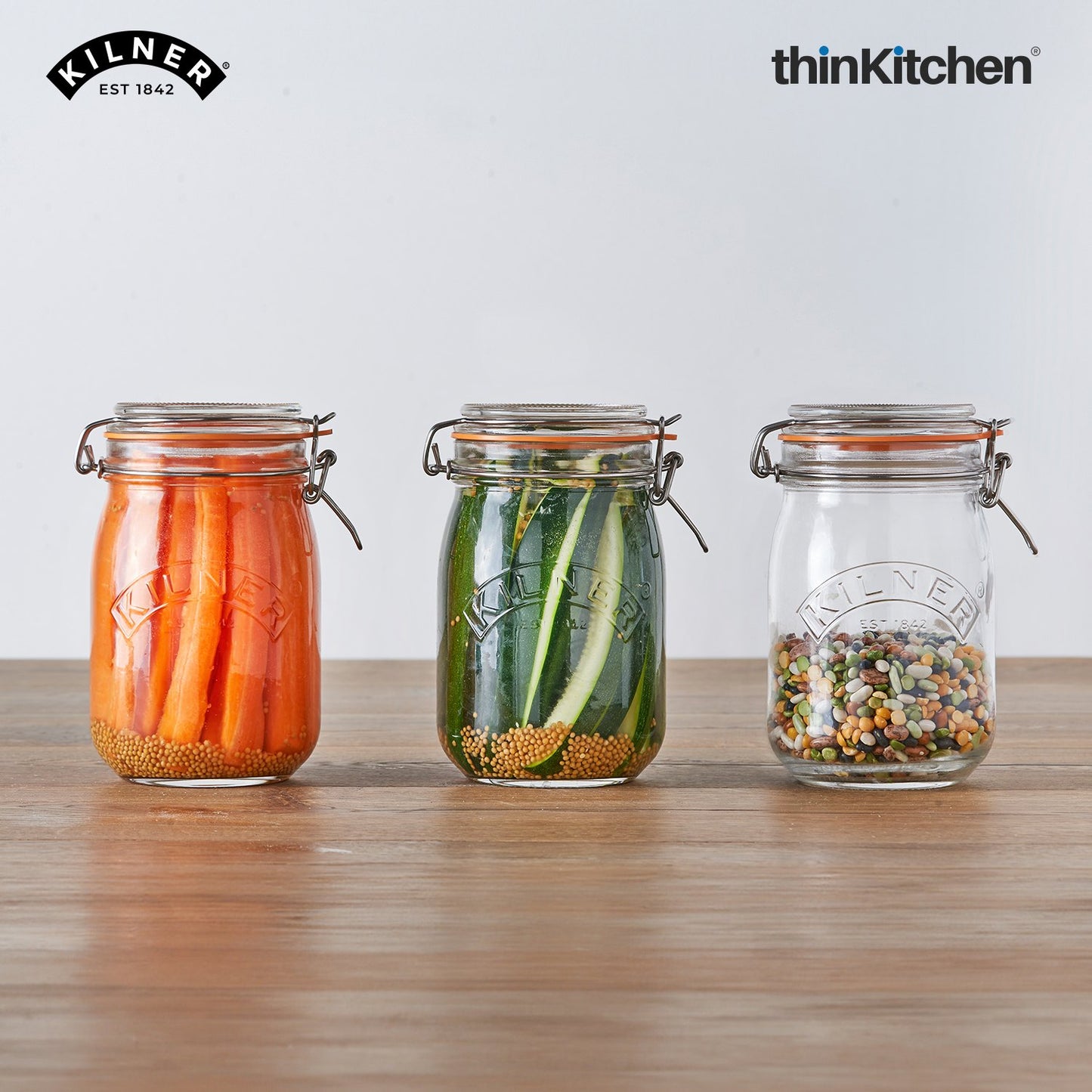 Kilner Clip Top Clear Glass Round Jar 1000 Ml