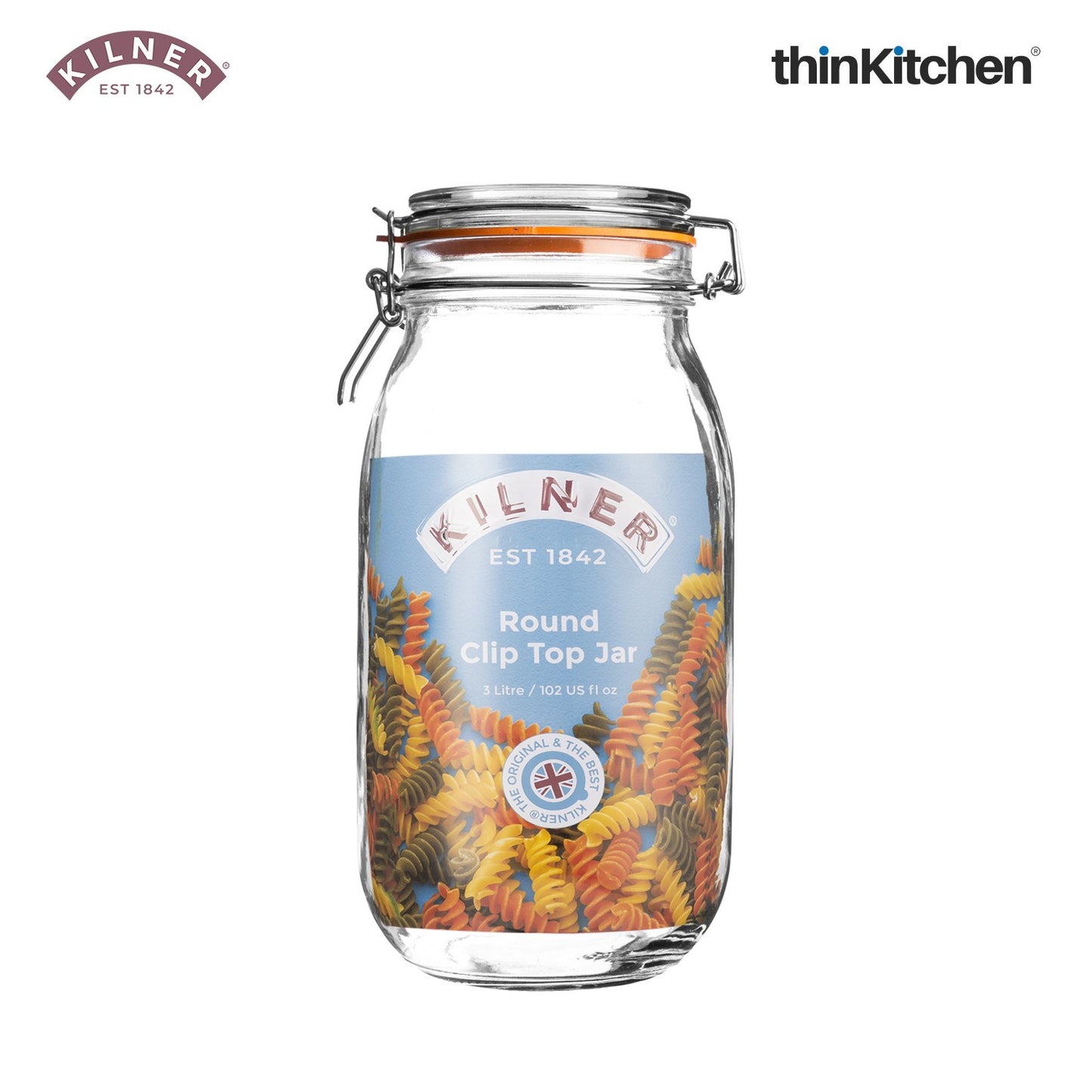 Kilner Clip Top Clear Glass Round Jar 3000 Ml
