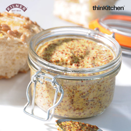 Kilner Premium 125ml Round Airtight Mini Glass Jar with Clip Top Lid for Herbs, Spices, Masalas