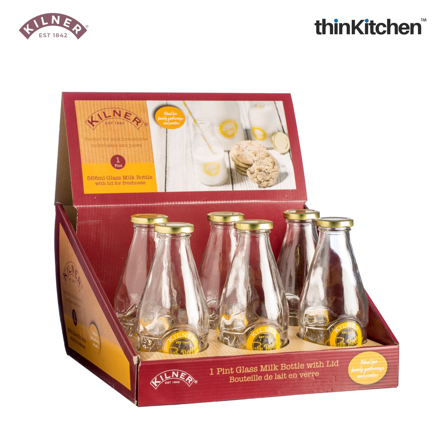 Kilner Clear Glass Milk Bottle 568ml