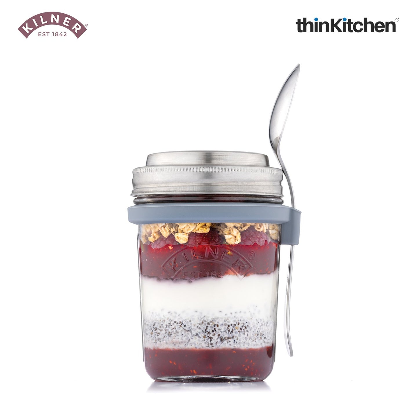 Kilner Glass Breakfast Jar With Spoon | Overnight Oats Jar With Spoon