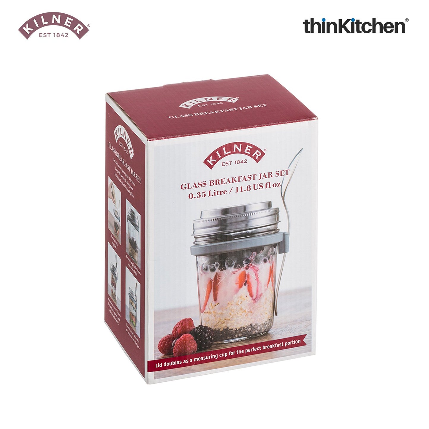 Kilner Glass Breakfast Jar With Spoon | Overnight Oats Jar With Spoon