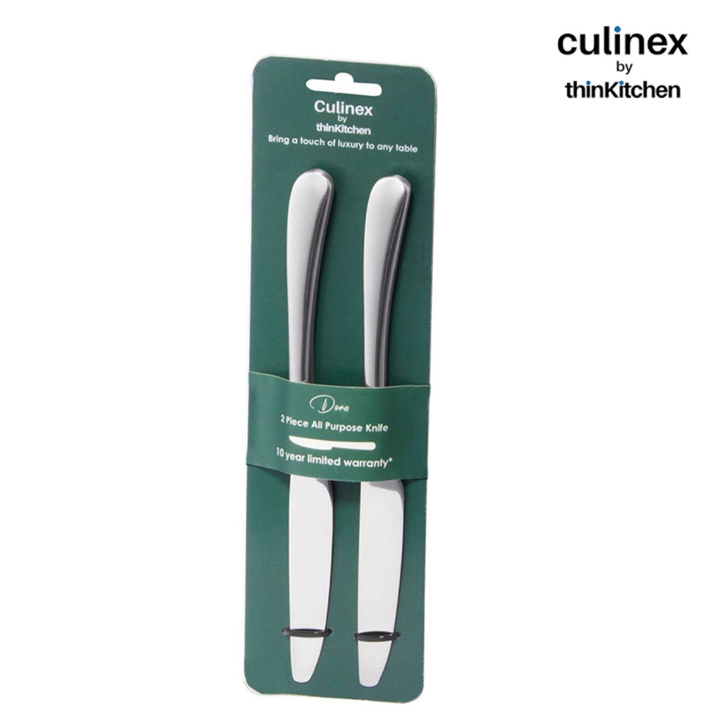 Culinex by Thinkitchen Dora All Purpose Knife Set of 2 – Mirror Finish Stainless Steel 13/0 (SS410) | Versatile Kitchen Knife Set with Serrated Edges for Lasting Sharpness | All Purpose Knife