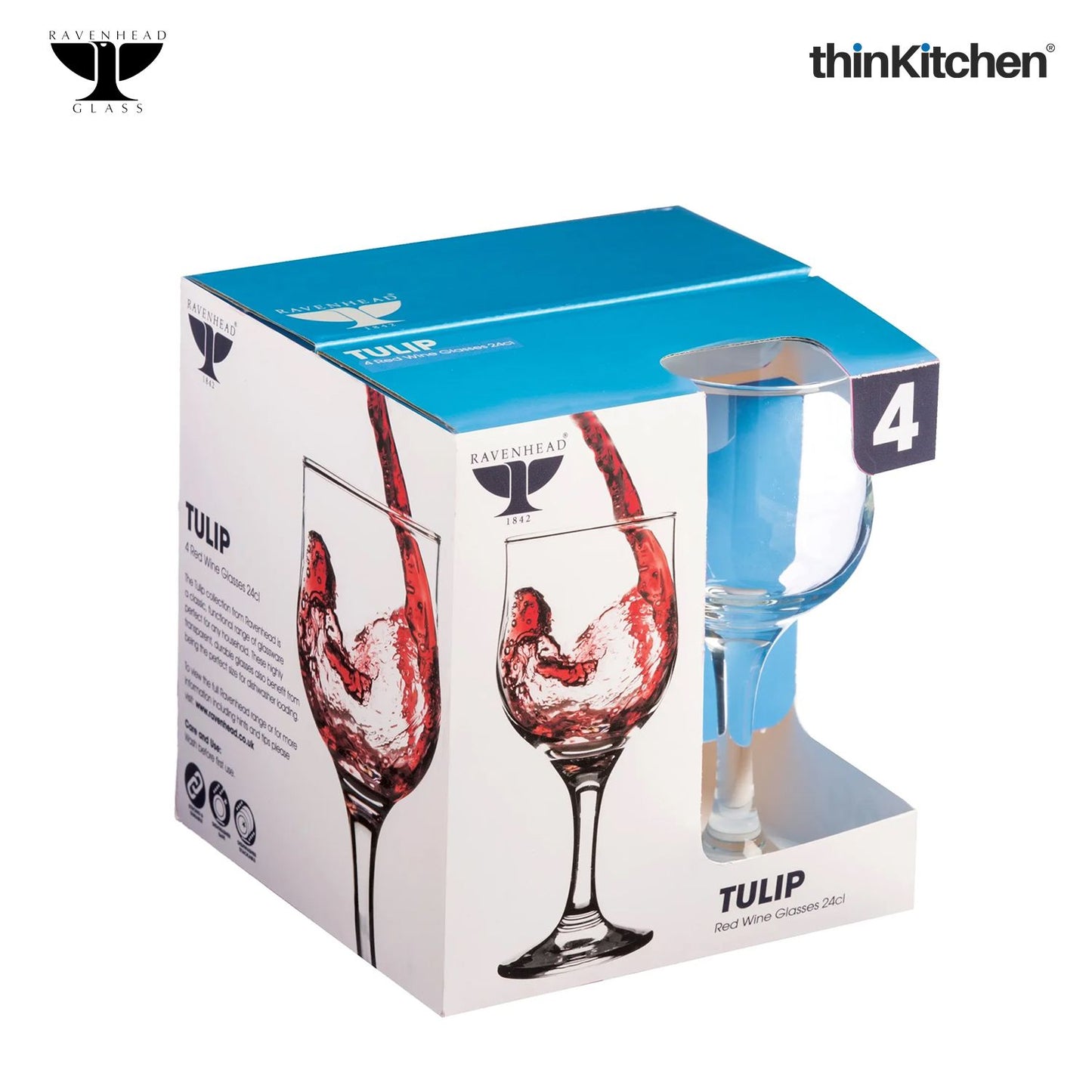 Ravenhead Tulip Set Of 4 Red Wine Glasses 24cl