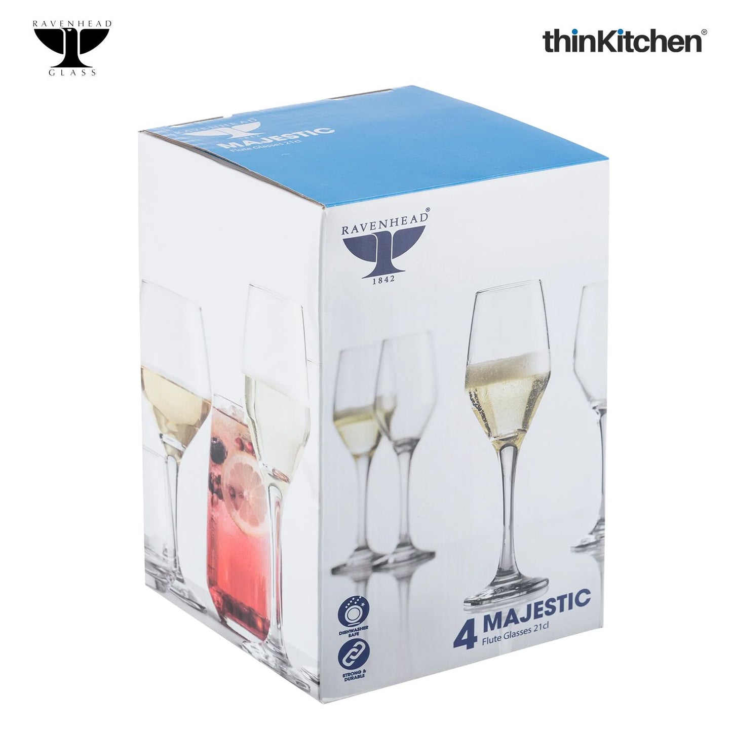 MAJESTIC SET OF 4 FLUTE GLASSES 21CL