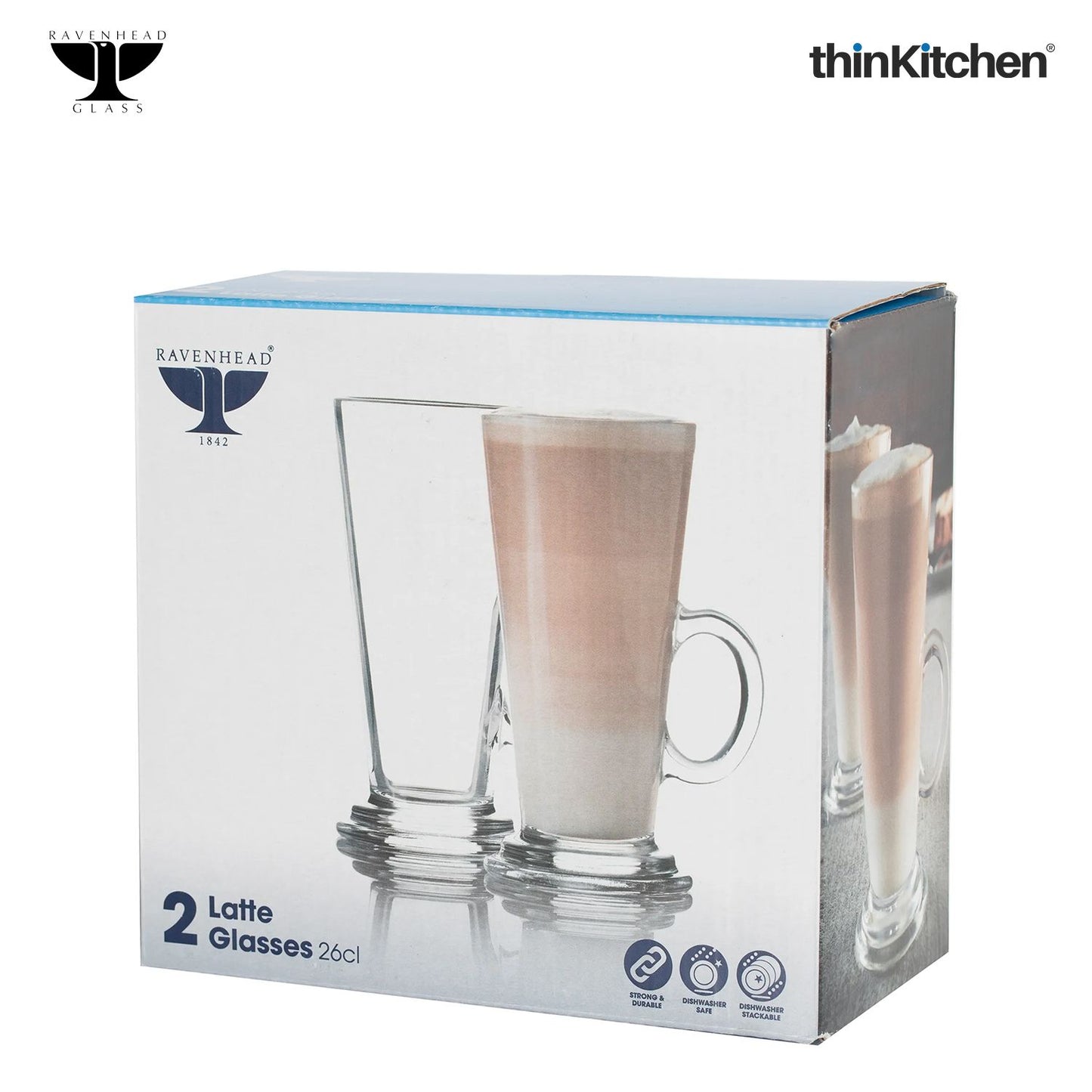 Ravenhead Transparent 2 Piece Entertain Latte Glasses, 260ml each