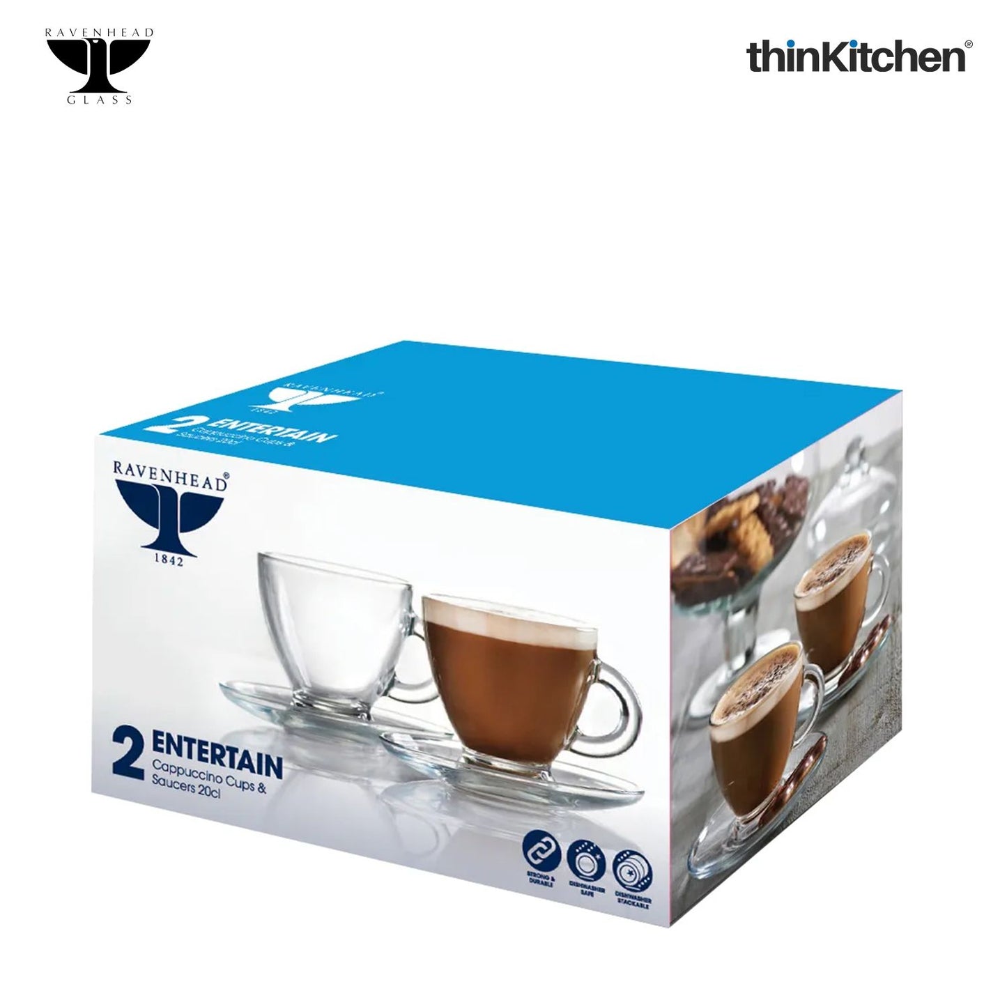 Ravenhead Entertain Set Of 2 Cappuccino Cup&Saucer 20Cl
