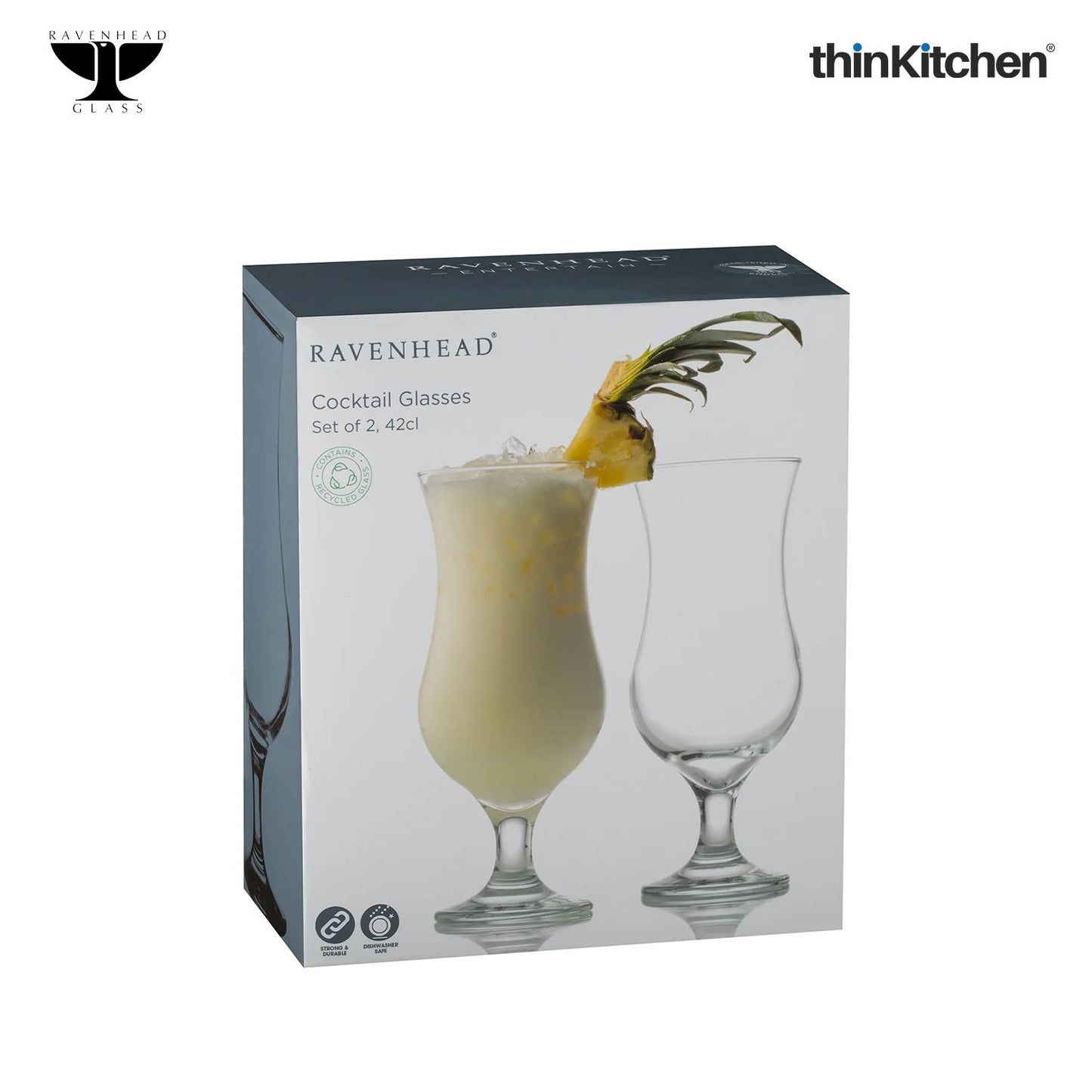 Ravenhead Transparent 2 Piece Entertain Cocktail Glass, 420ml each
