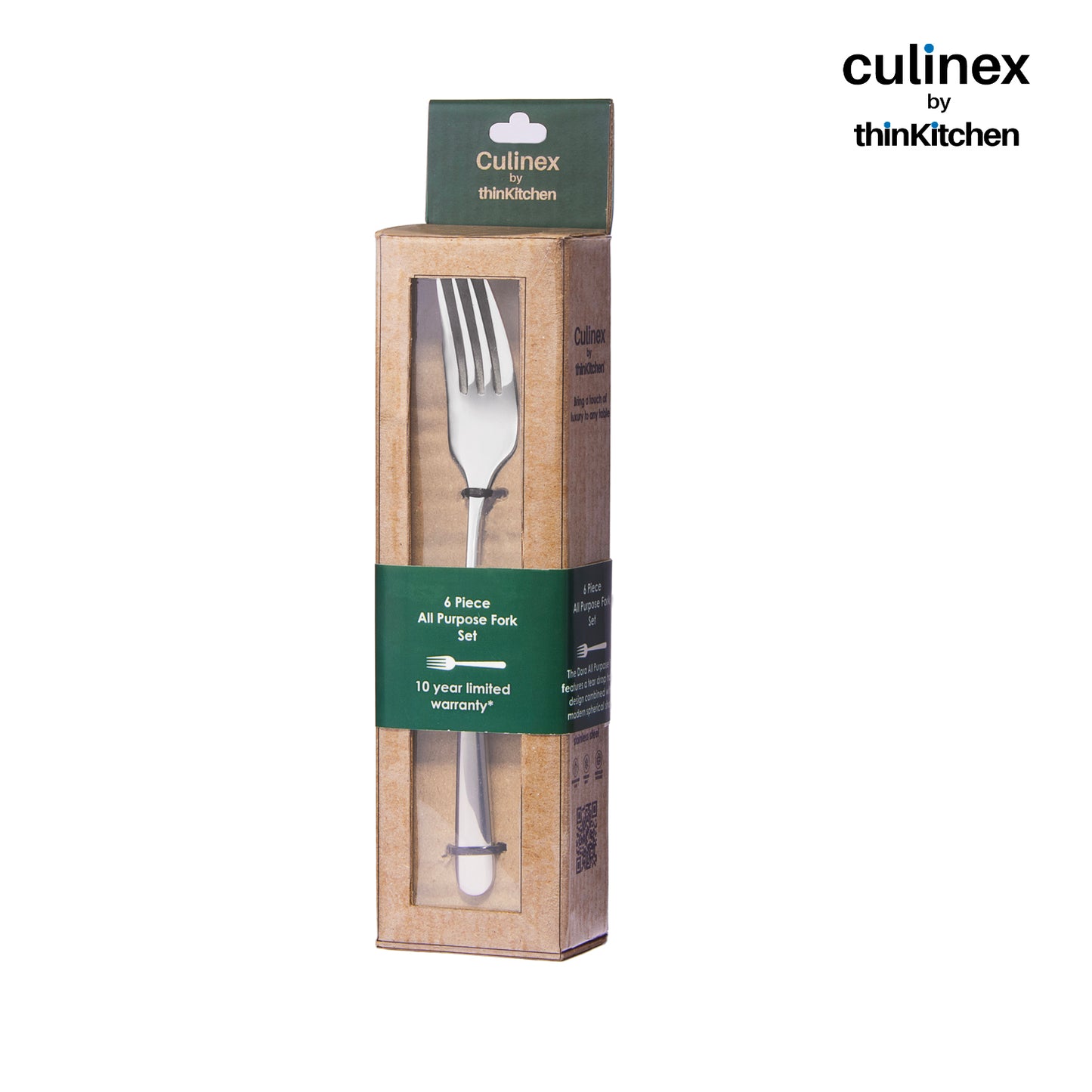 Culinex by Thinkitchen Premium Dora All Purpose Fork Set of 6 | Stainless Steel 18/8 Mirror Finish Cutlery