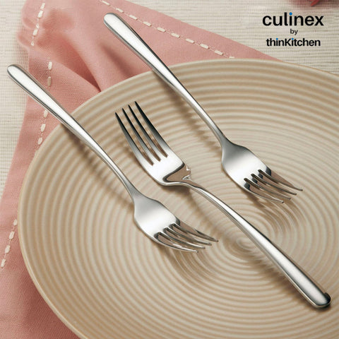 Culinex by Thinkitchen Premium Dora All Purpose Fork Set of 6 | Stainless Steel 18/8 Mirror Finish Cutlery