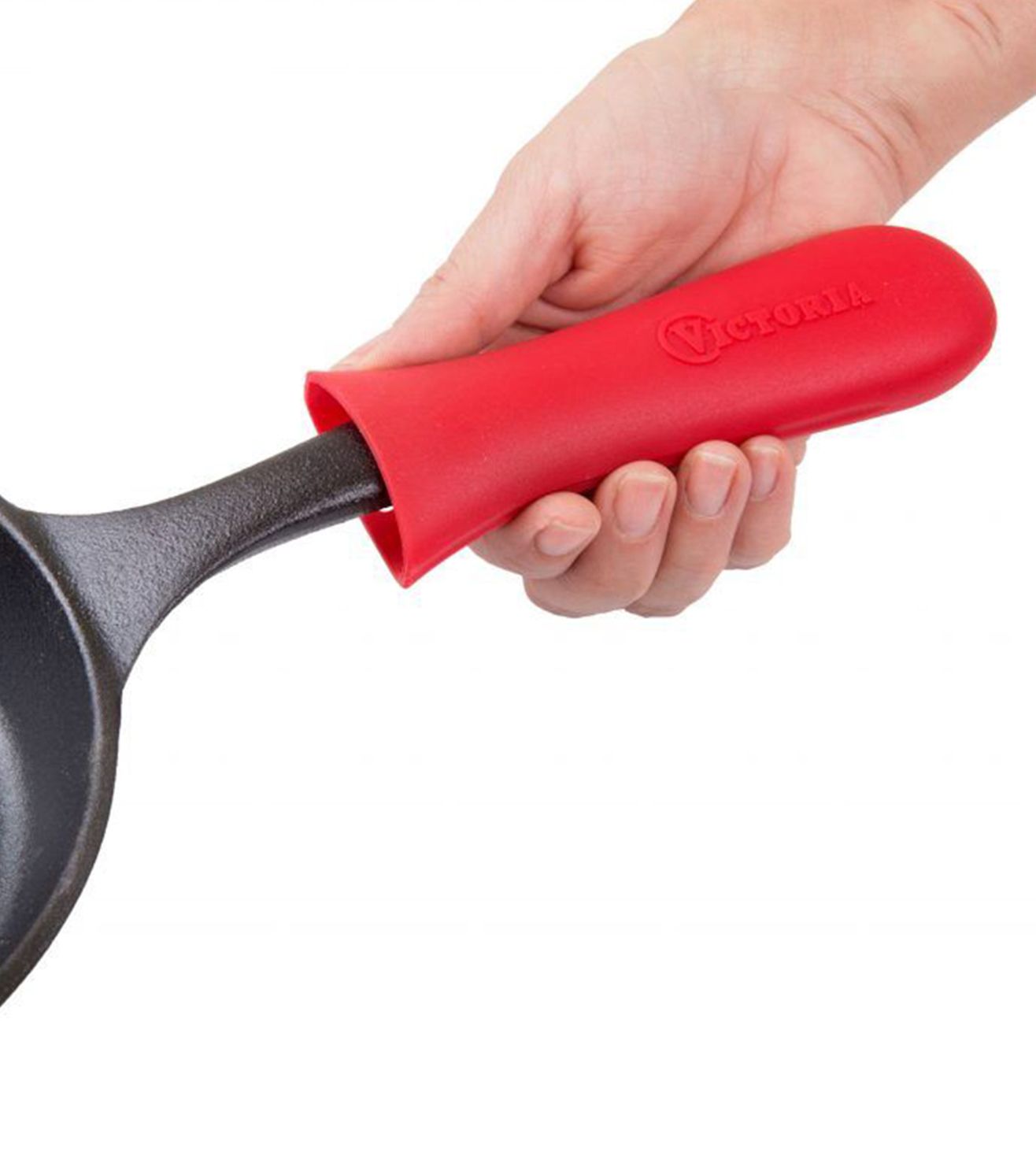 Victoria Silicone Handle Cover, Custom-Made Handle Sleeve for 6.5 and 8 Inch Victoria Cast Iron Skillets, Small, Red