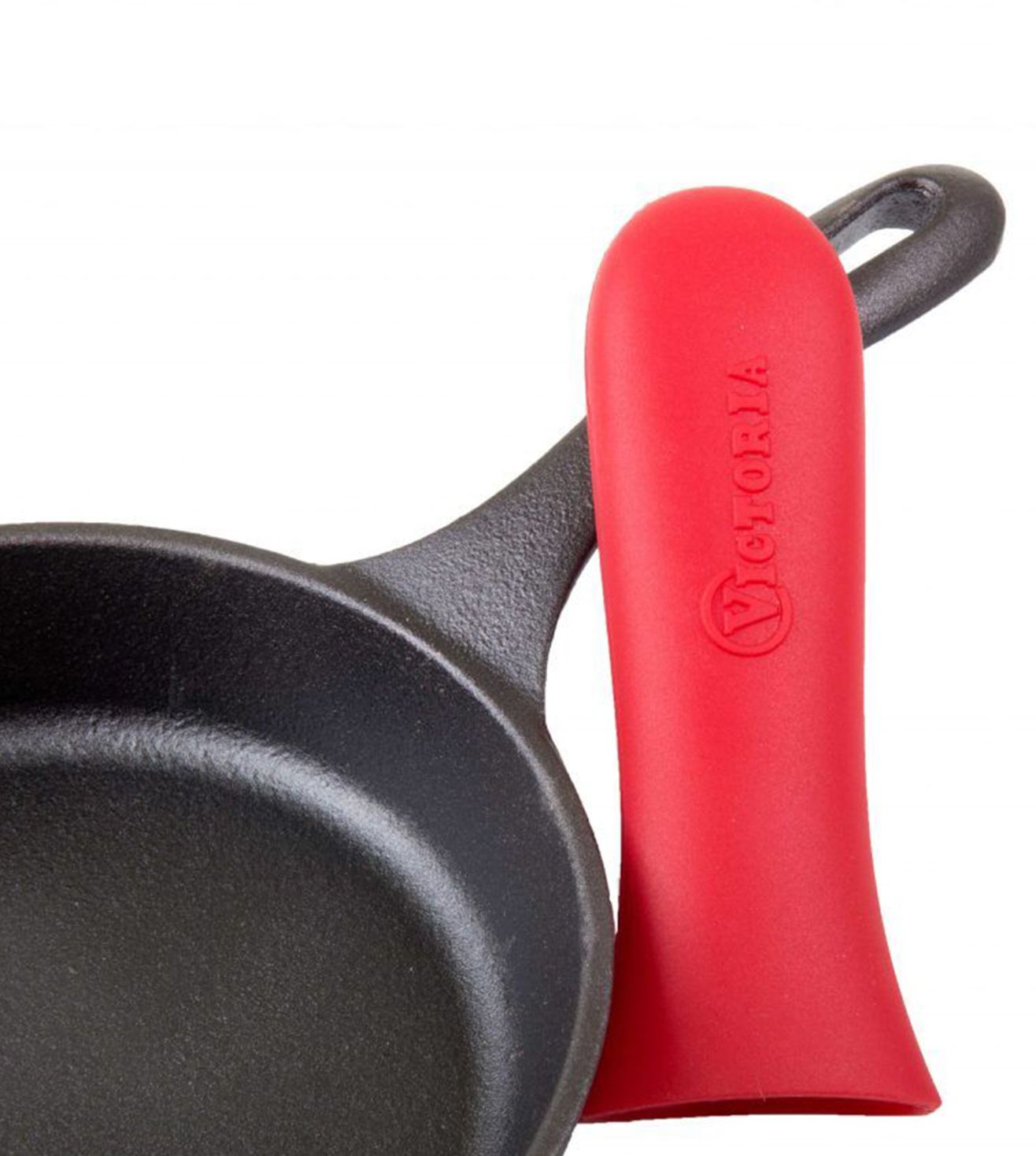Victoria Silicone Handle Cover, Custom-Made Handle Sleeve for 6.5 and 8 Inch Victoria Cast Iron Skillets, Small, Red