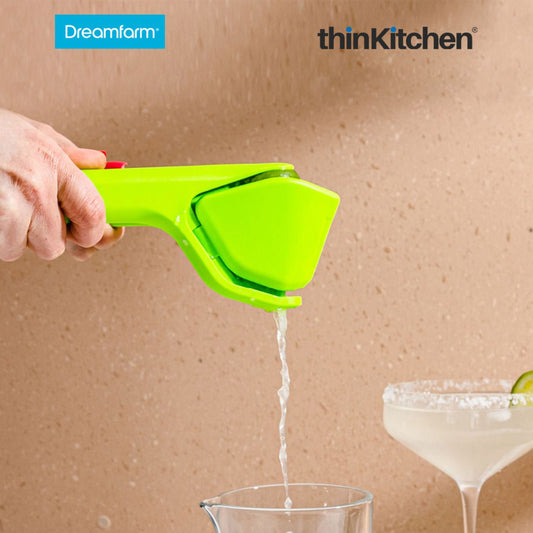 Dreamfarm Lime Fluicer – Easy Squeeze Manual Lemon Juicer | Compact Folding Citrus Press with Pip Catcher for Effortless Juicing | Durable Lime & Lemon Squeezer, Space-Saving Design, Dishwasher Safe – Green