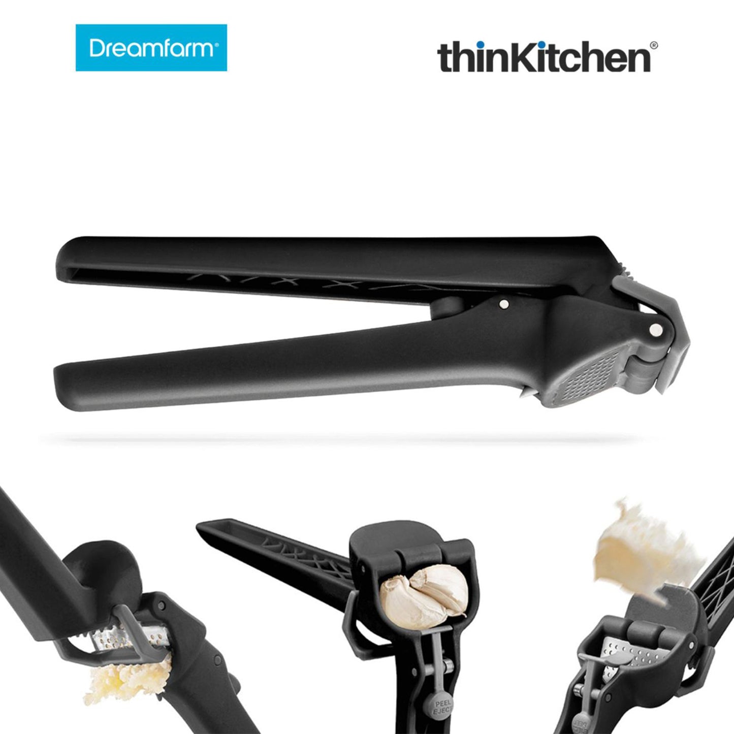 Dreamfarm Garject Lite Non Scratch Garlic Press With Ejector Black