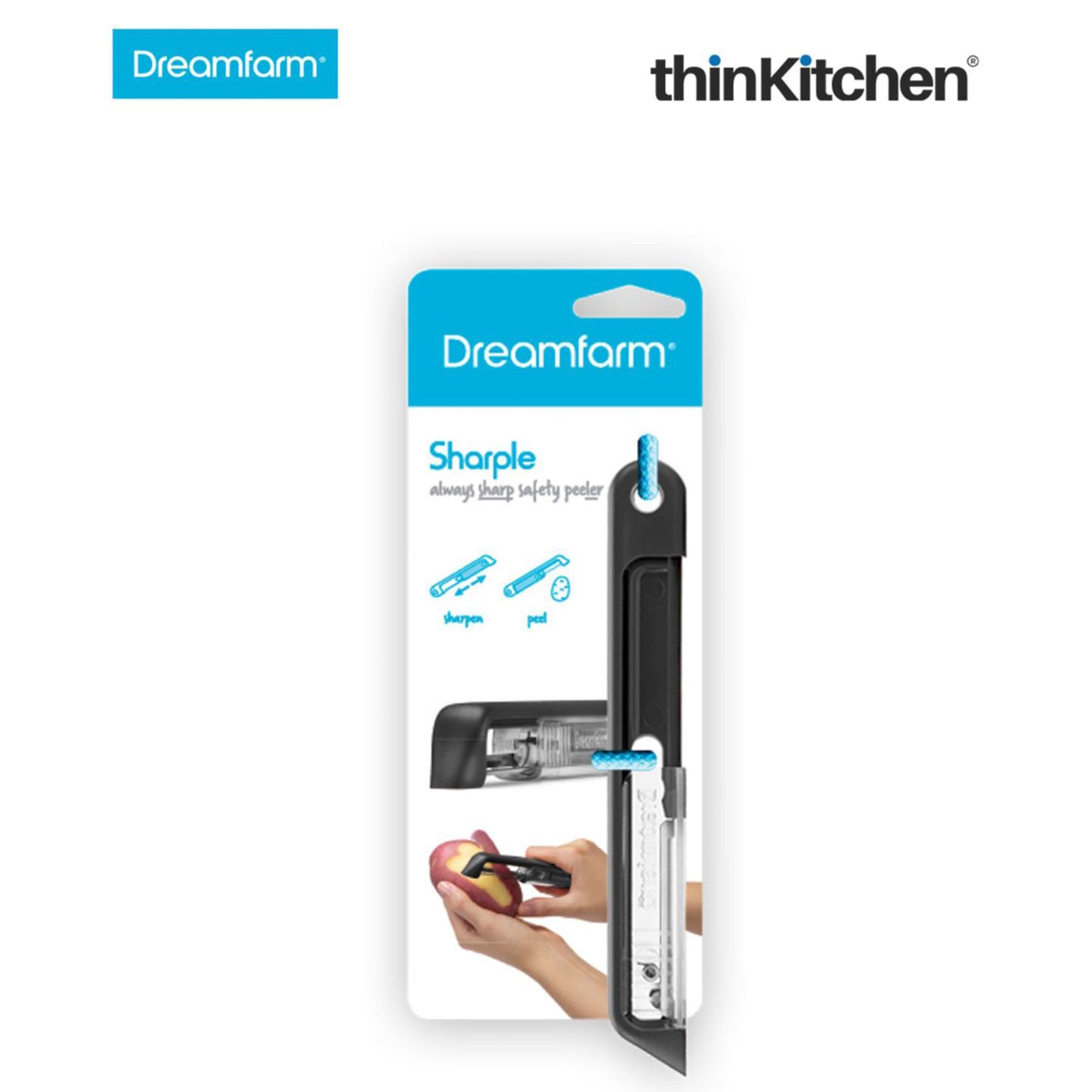Dreamfarm Sharple Self-Sharpening Vegetable Peeler – Razor-Sharp Japanese Stainless Steel Blade | Built-in Ceramic Sharpener | Dishwasher Safe | Black