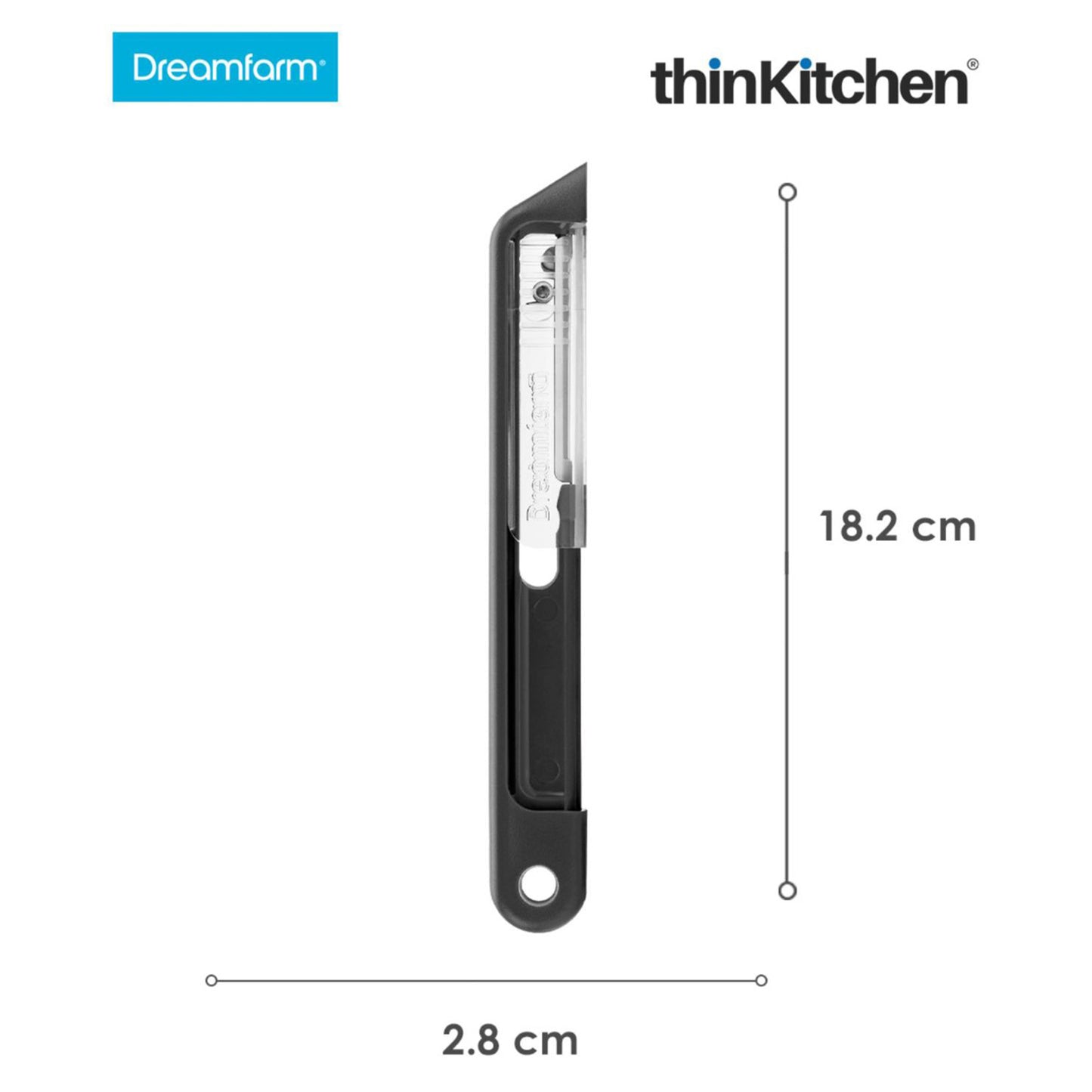 Dreamfarm Sharple Self-Sharpening Vegetable Peeler – Razor-Sharp Japanese Stainless Steel Blade | Built-in Ceramic Sharpener | Dishwasher Safe | Black