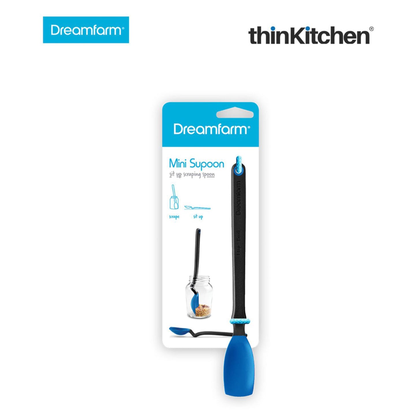 Dreamfarm Mini Supoon Non Stick Silicone Sit Up Scraping Blue
