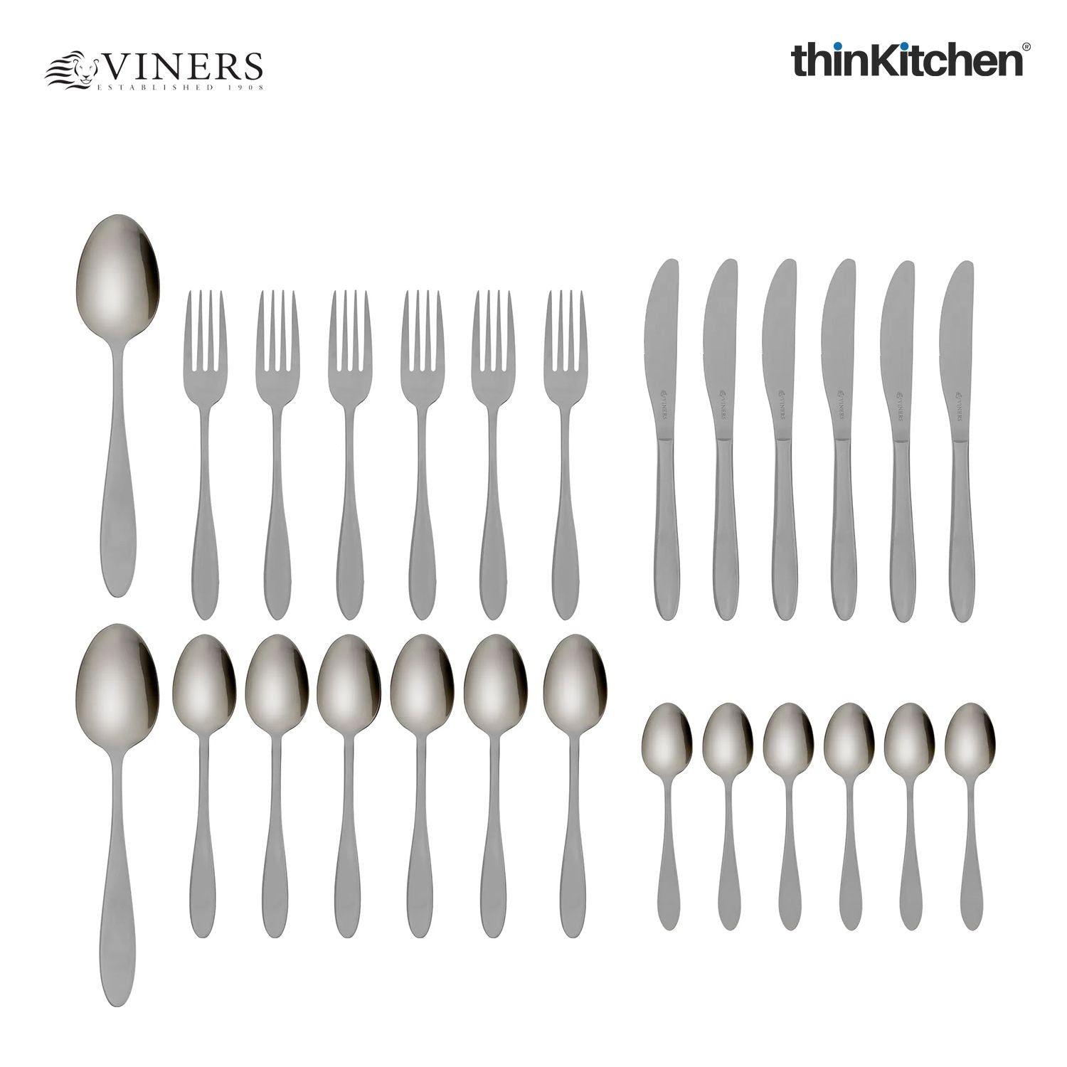 Viners Tabac 18/0 Stainless Steel 26-Piece Cutlery Set | Mirror Finish | 25-Year Guarantee - 3