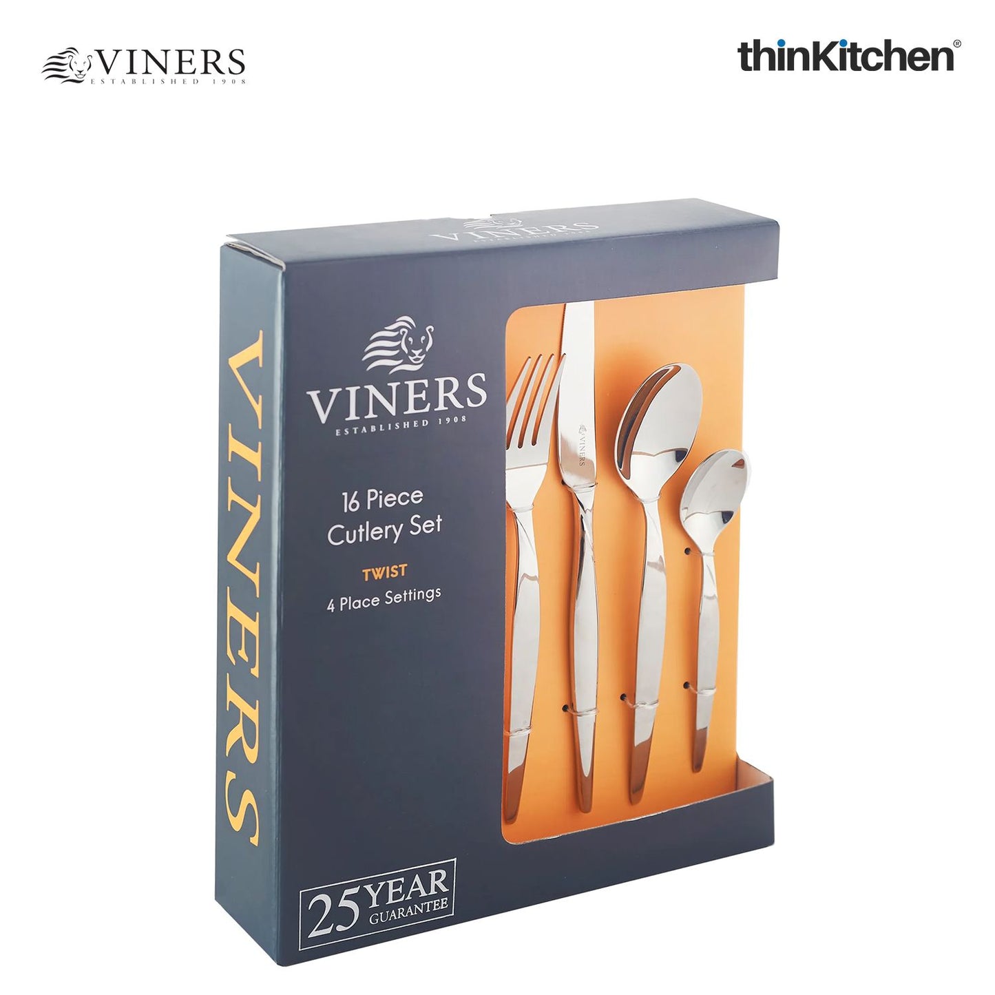 Viners 16‑Pc Stainless Steel Cutlery Set – Luxury Rustproof Flatware Crafted in UK