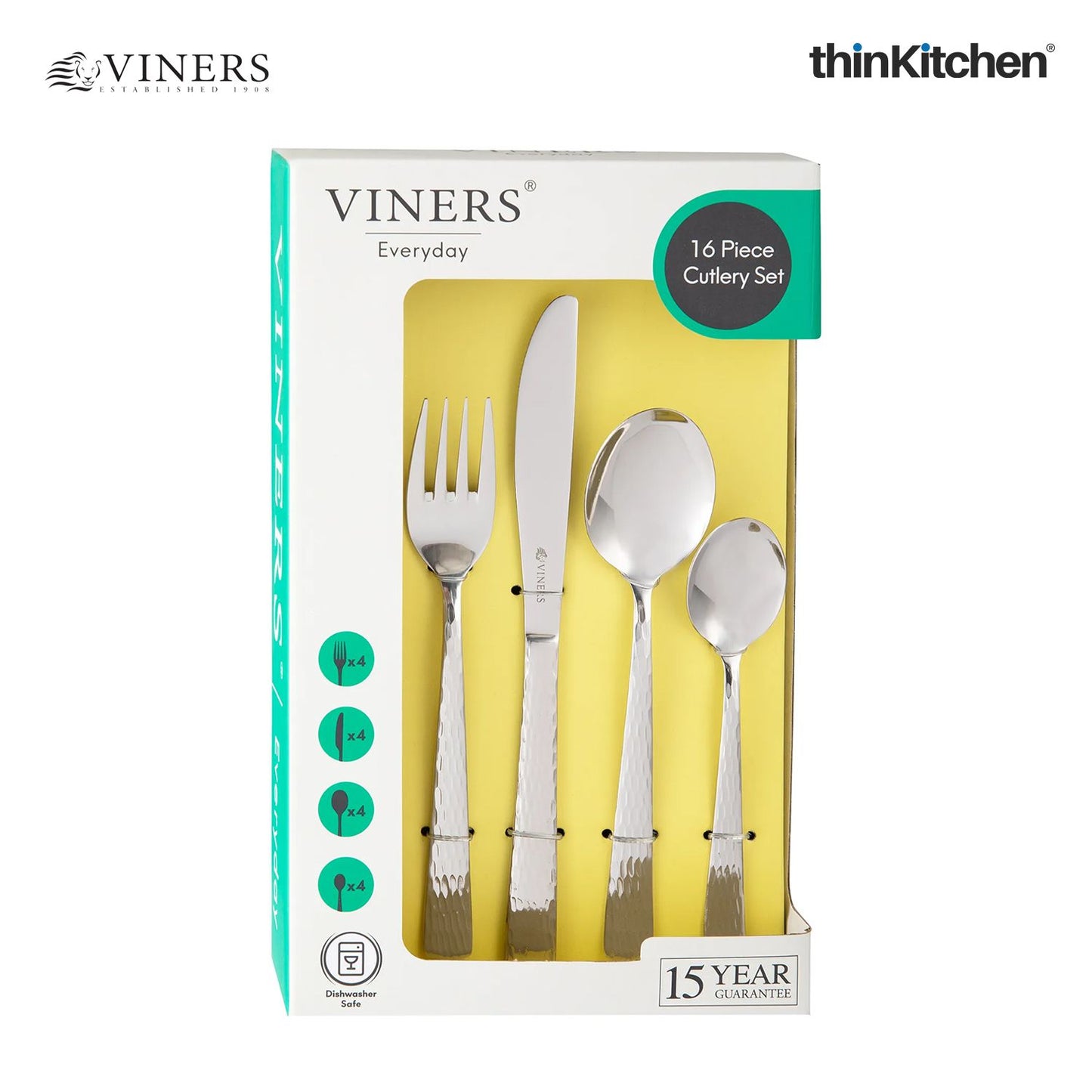 Viners 16‑Pc Stainless Steel Cutlery Set – Luxury Rustproof Flatware Crafted in UK
