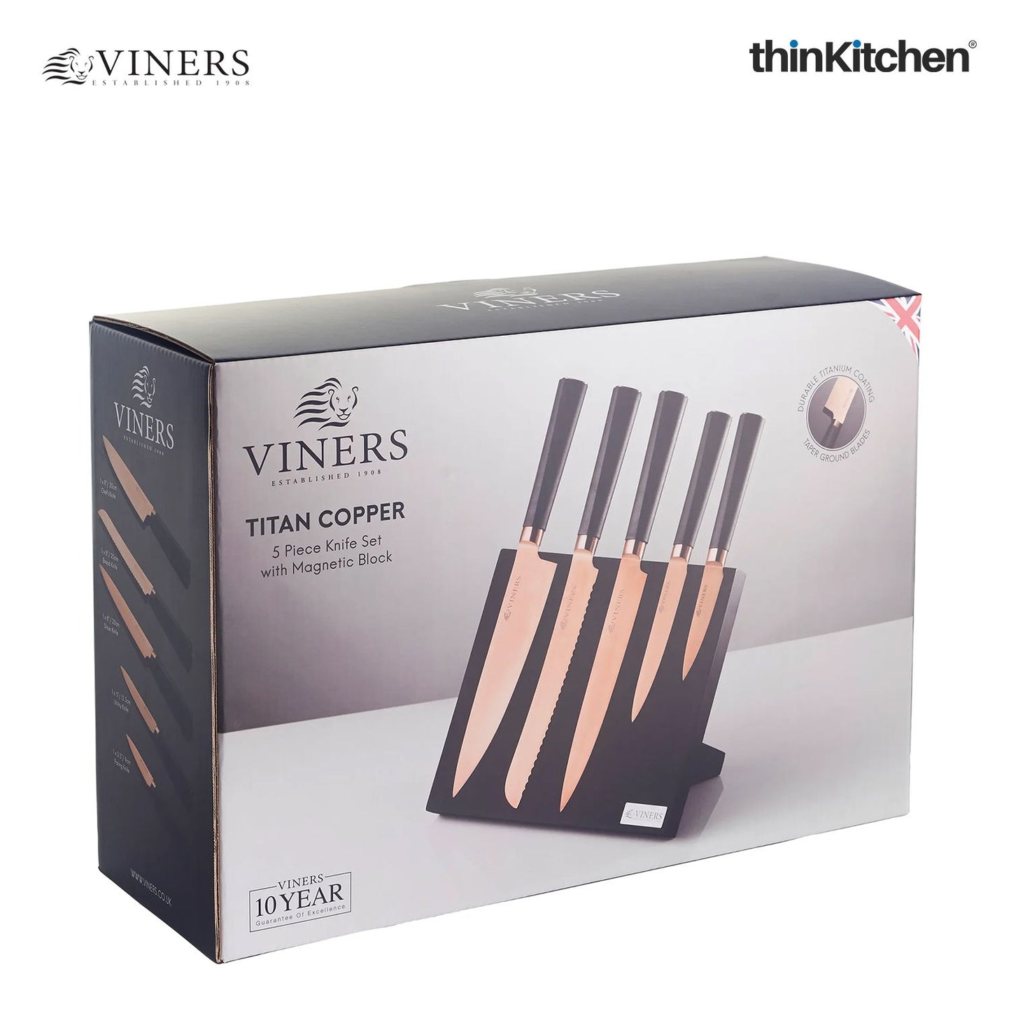Viners Titan Copper 6 pc Knife Block; Gift Box