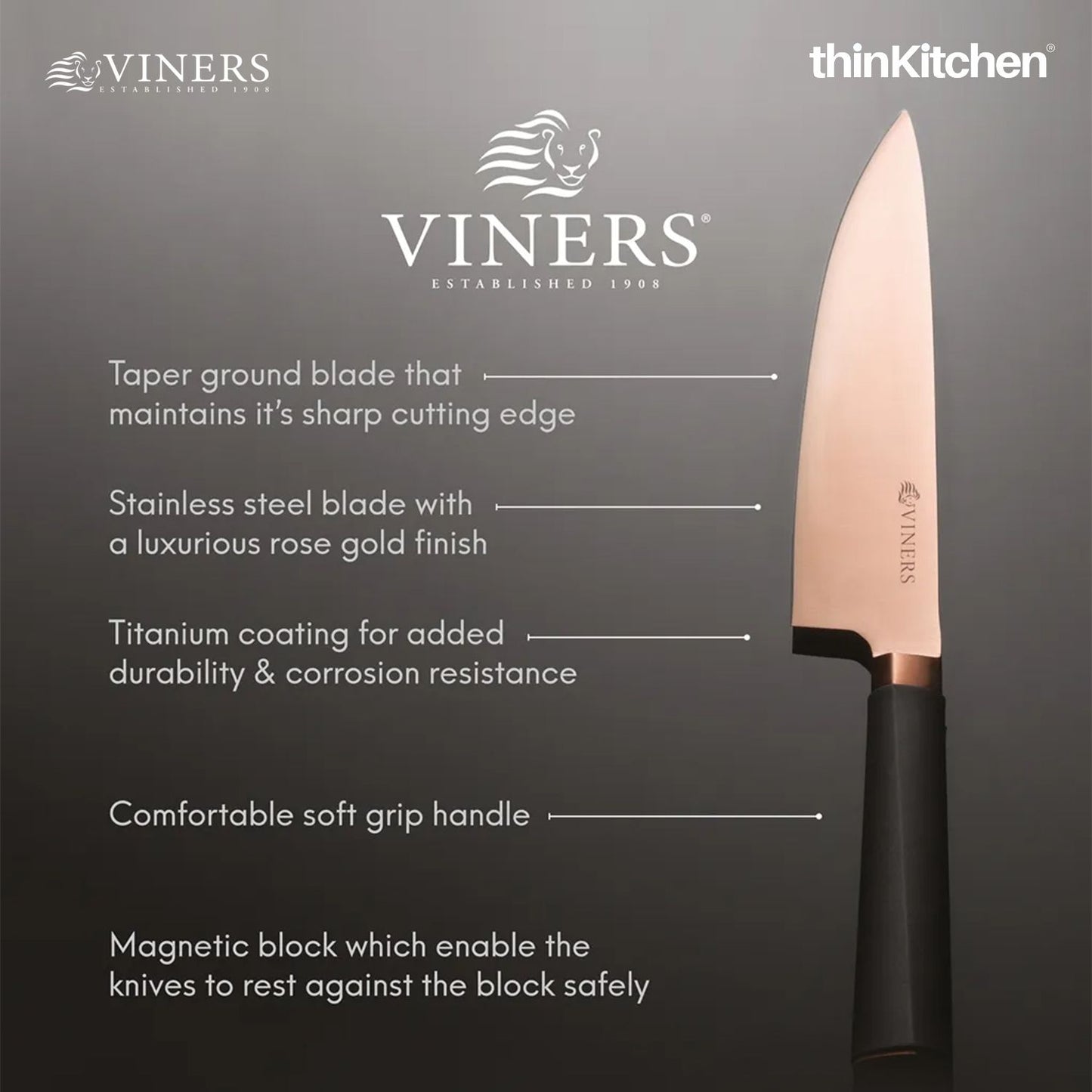 Viners Titan Copper 6 pc Knife Block; Gift Box