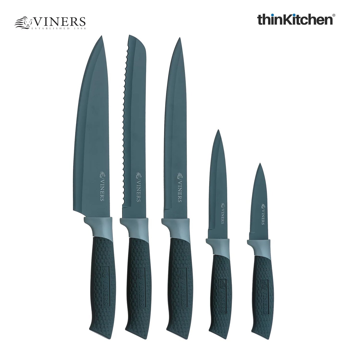 Viners Horizon Grey 6pc Knife Block Set