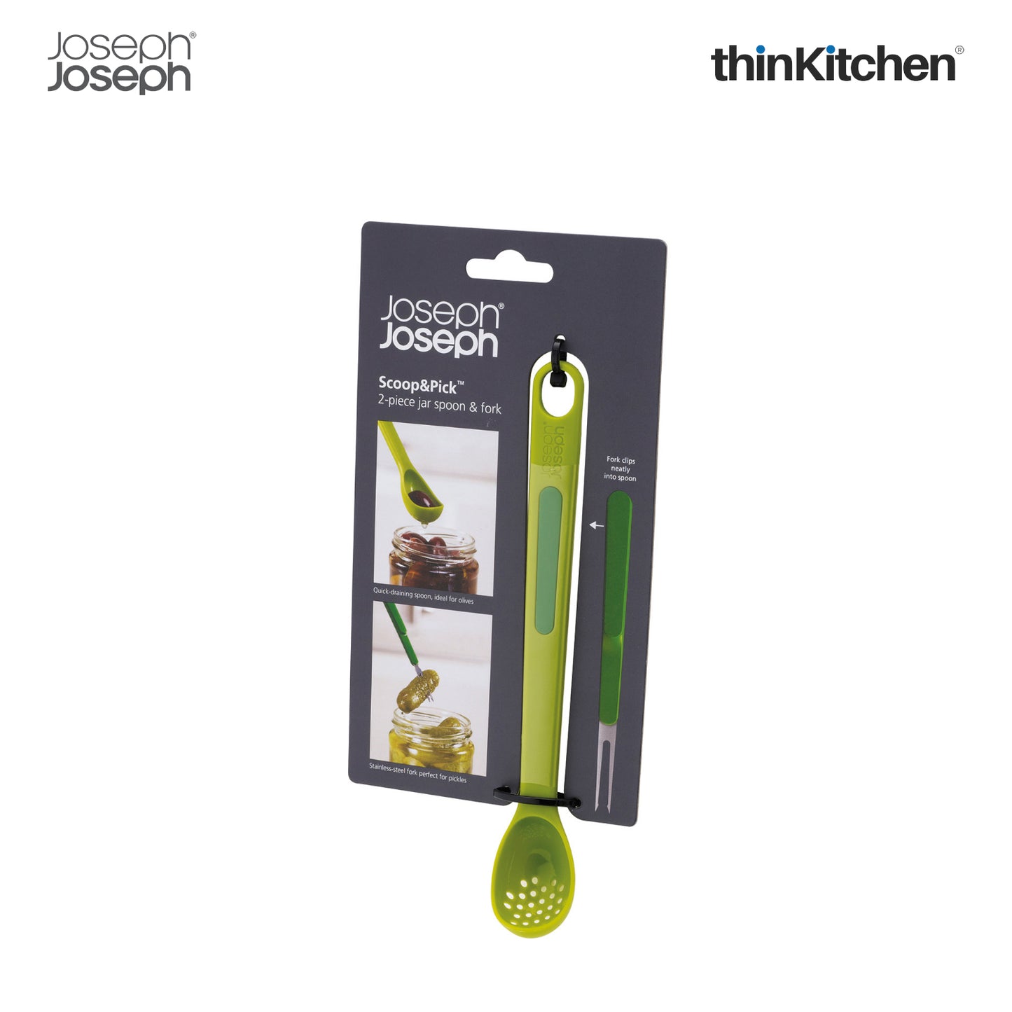 Joseph Joseph Scoop Pick 2 Piece Antipasti Set Green