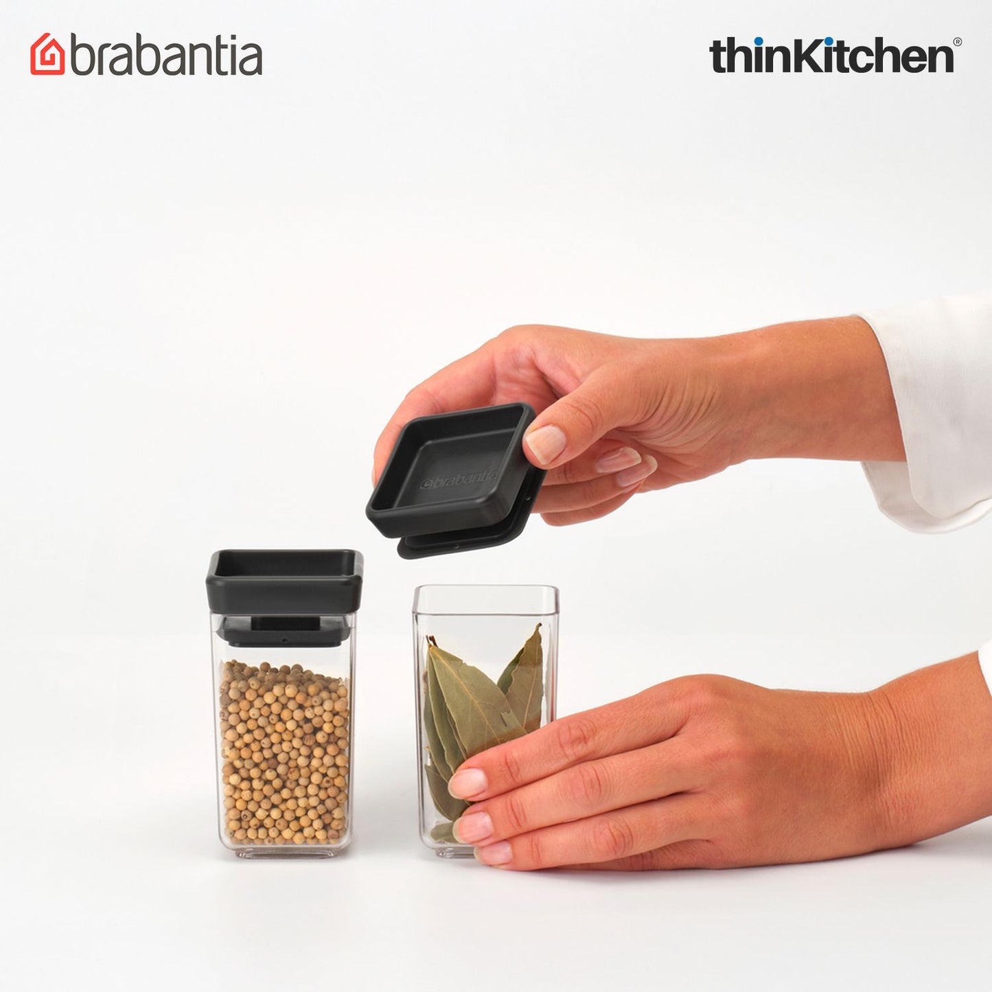 Brabantia Dark Grey Tasty+ Stackable Canister, Set of 2