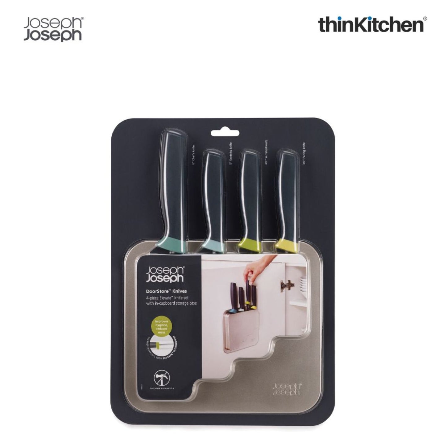 Joseph Joseph Multicolor Stainless Steel DoorStore 4-piece Elevate Knife Set