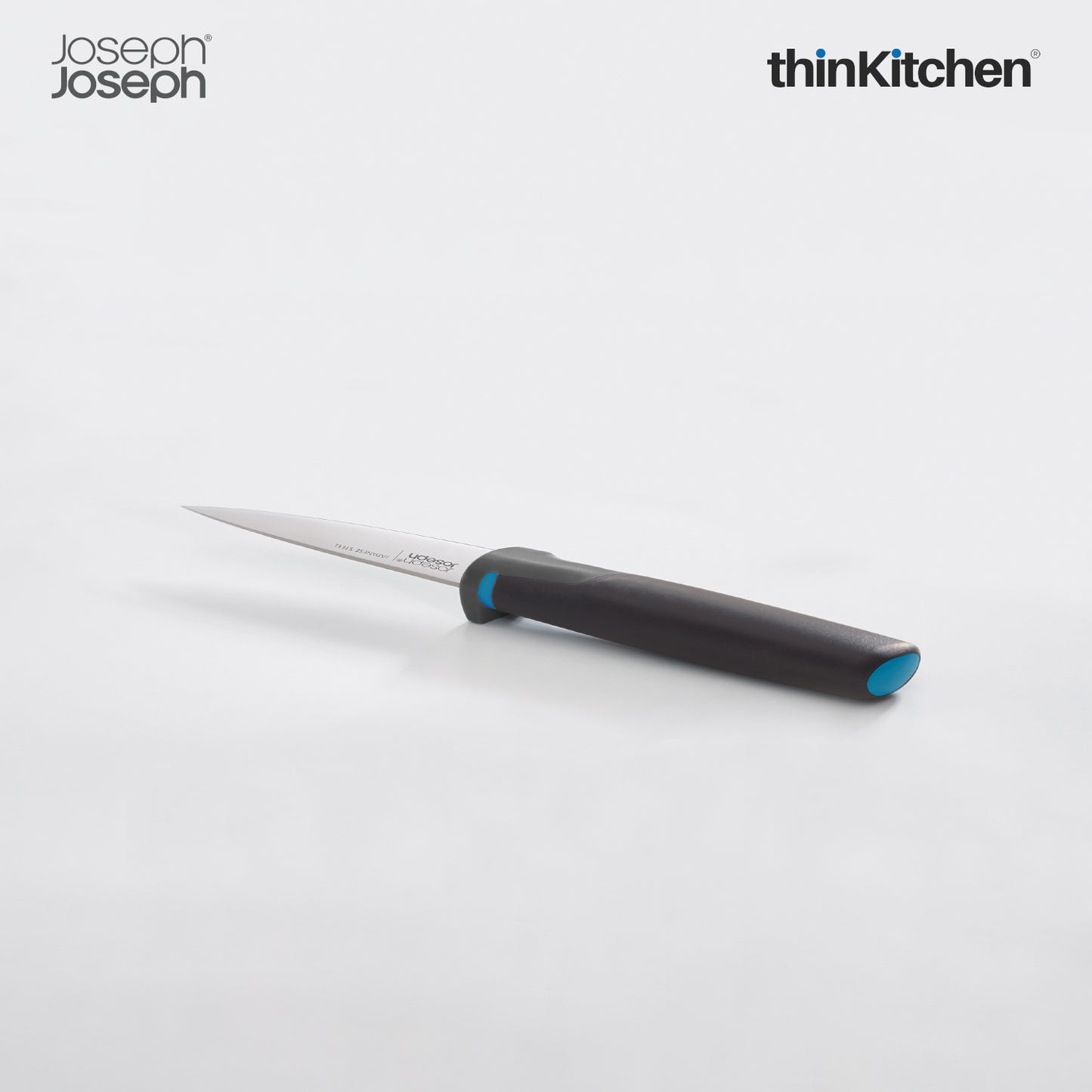 Joseph Joseph Elevate Knives SlimBlock 5-Piece Steel Knife Set with Ceramic Sharpener – Japanese Stainless Steel, Black