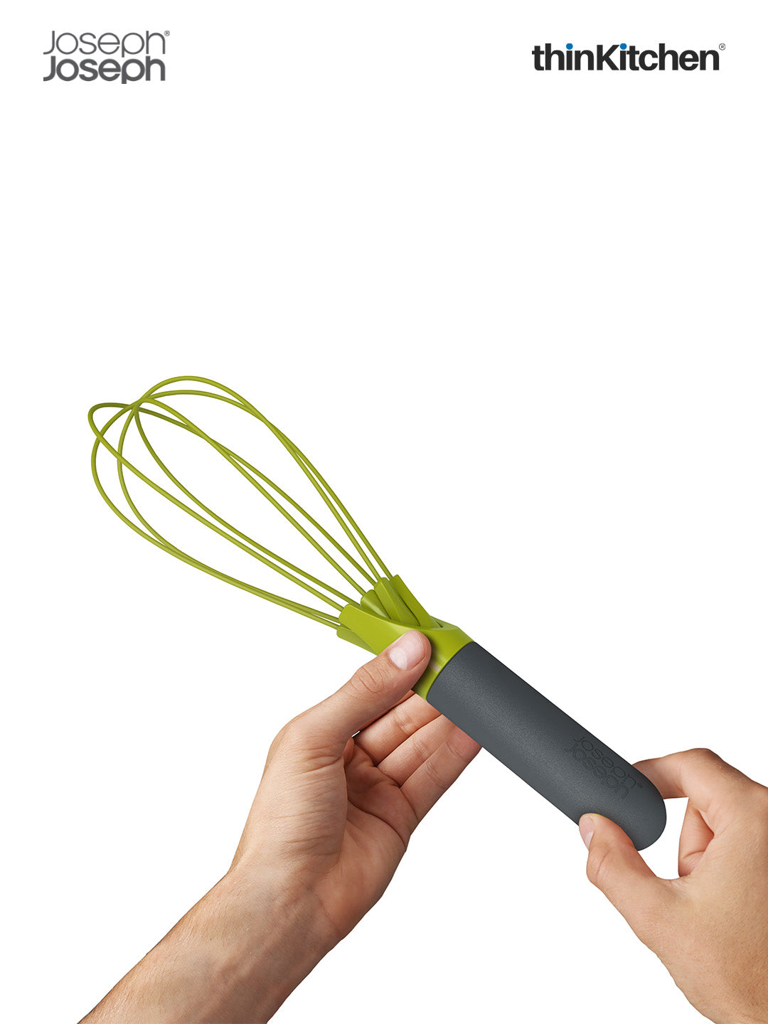 Joseph Joseph International Silicone 2-in-1 Whisk for Cooking, Baking - TWIST, Green | Heat Resistant Whisker