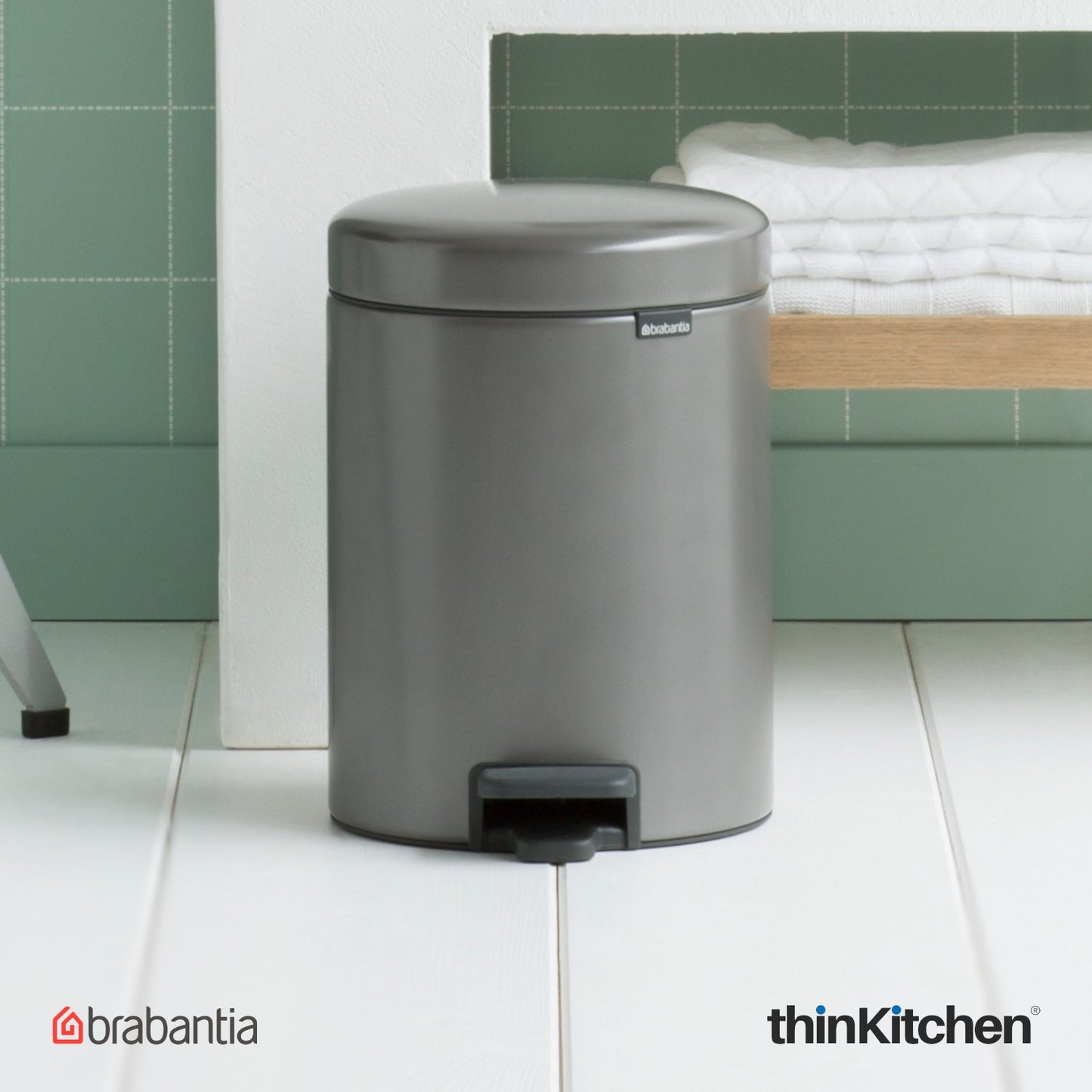 Brabantia Newicon Plastic Pedal Bin 5 Litre Platinum