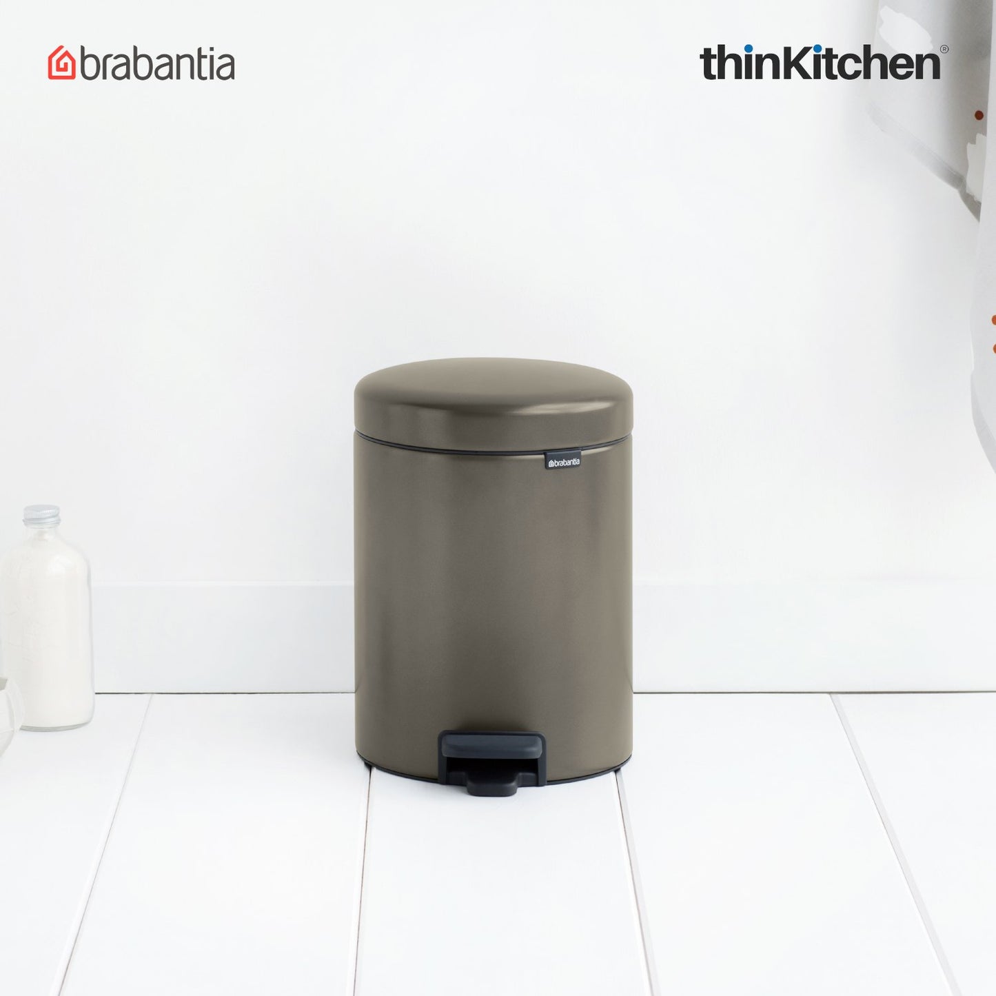 Brabantia Newicon Plastic Pedal Bin 5 Litre Platinum