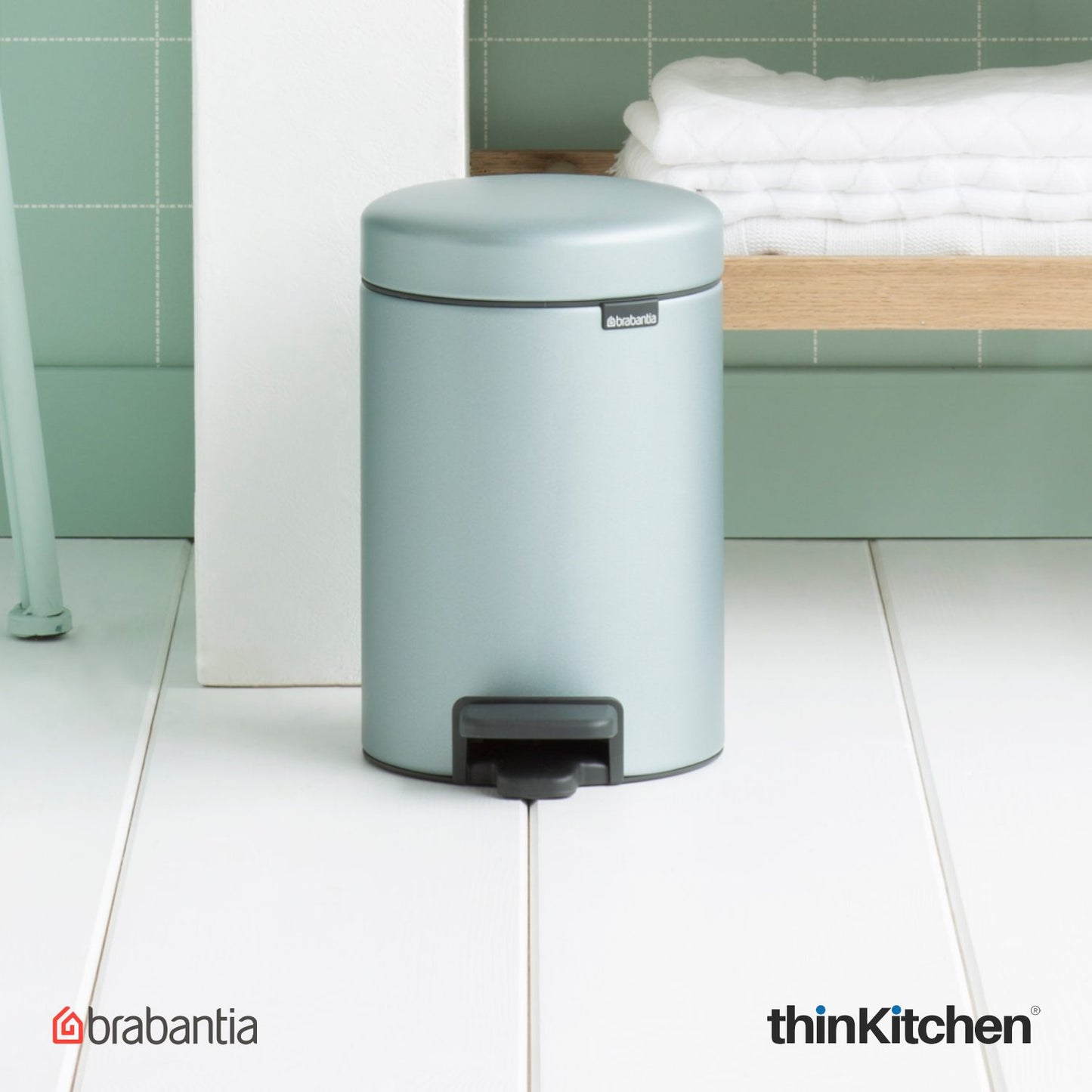 Brabantia Newicon Plastic Pedal Bin 3 Litre Metallic Mint