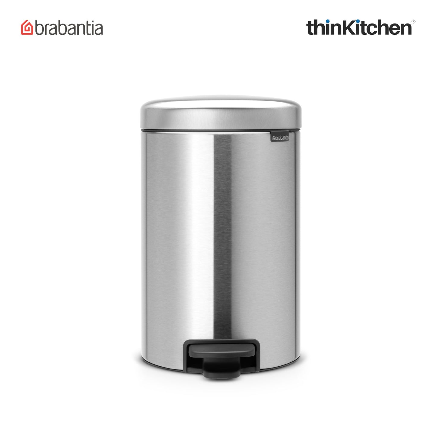 Brabantia, Waste Management, Dustbin, NewIcon Pedal Bin, 12 Litre, Plastic Bucket, Matt Steel