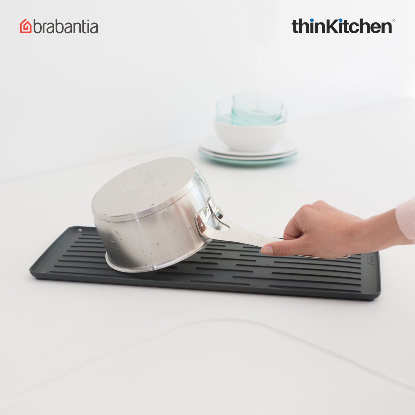 Brabantia Dish Washing Organising Compact Dish Drying Rack Dark Grey