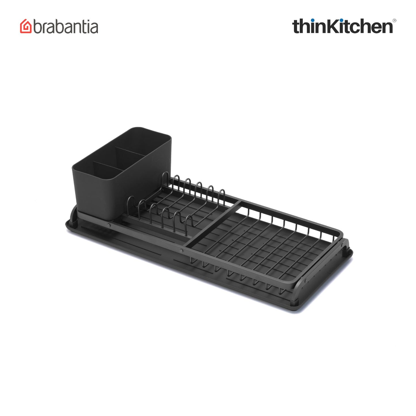Brabantia Dish Washing Organising Compact Dish Drying Rack Dark Grey