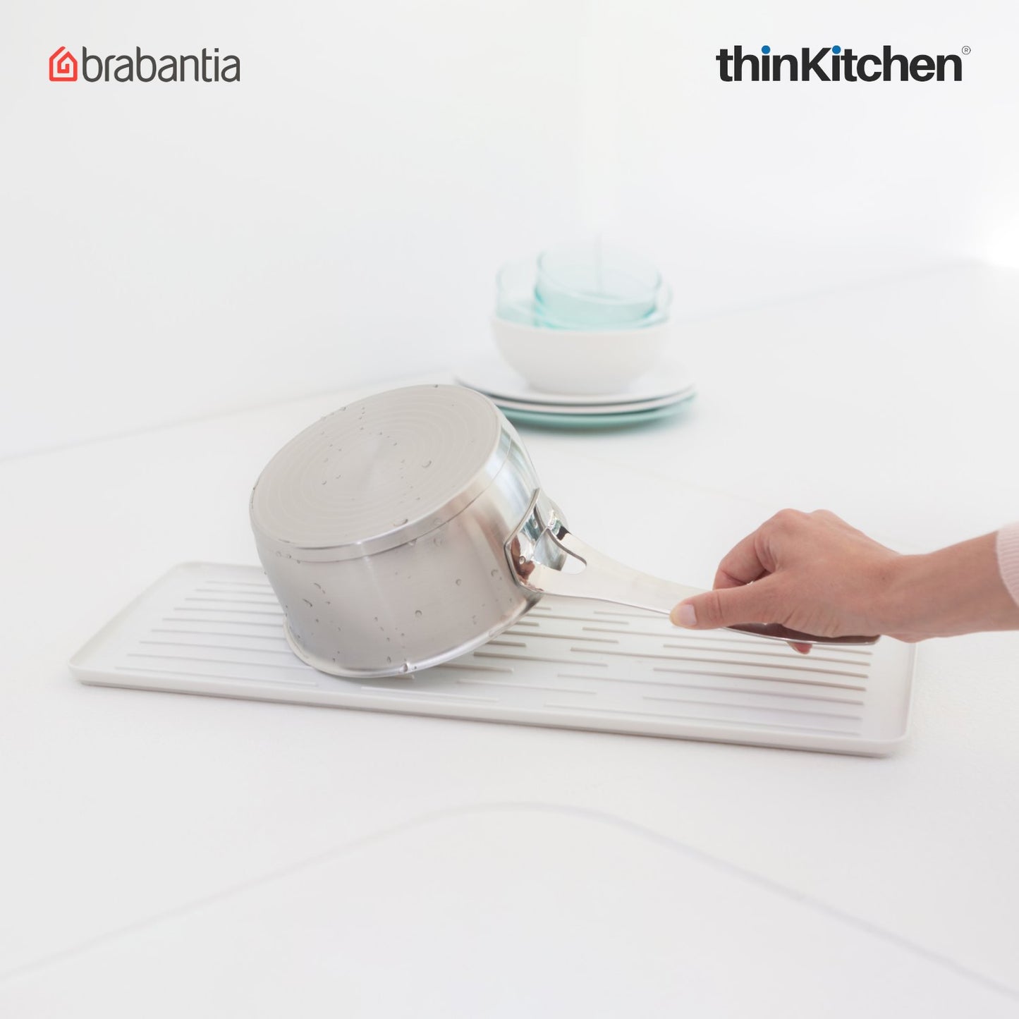 Brabantia Dish Washing Organising Compact Dish Drying Rack Light Grey