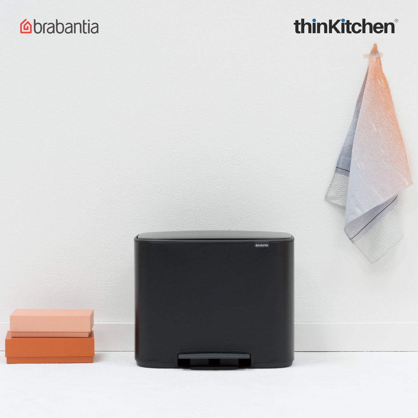 Brabantia, Waste Management, Dustbin, Bo Pedal Bin, 3 X 11 Litre, Matt Black